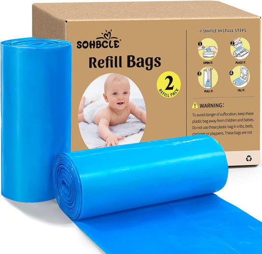 Refill Bags Compatible with Genie Easy Roll Signature Diaper Pail and Platinum Diaper Pail, Scented 60 Bags Hold up to 2800 Newborn Diapers, Upgraded Extra Thickness Powerful Odor Control
