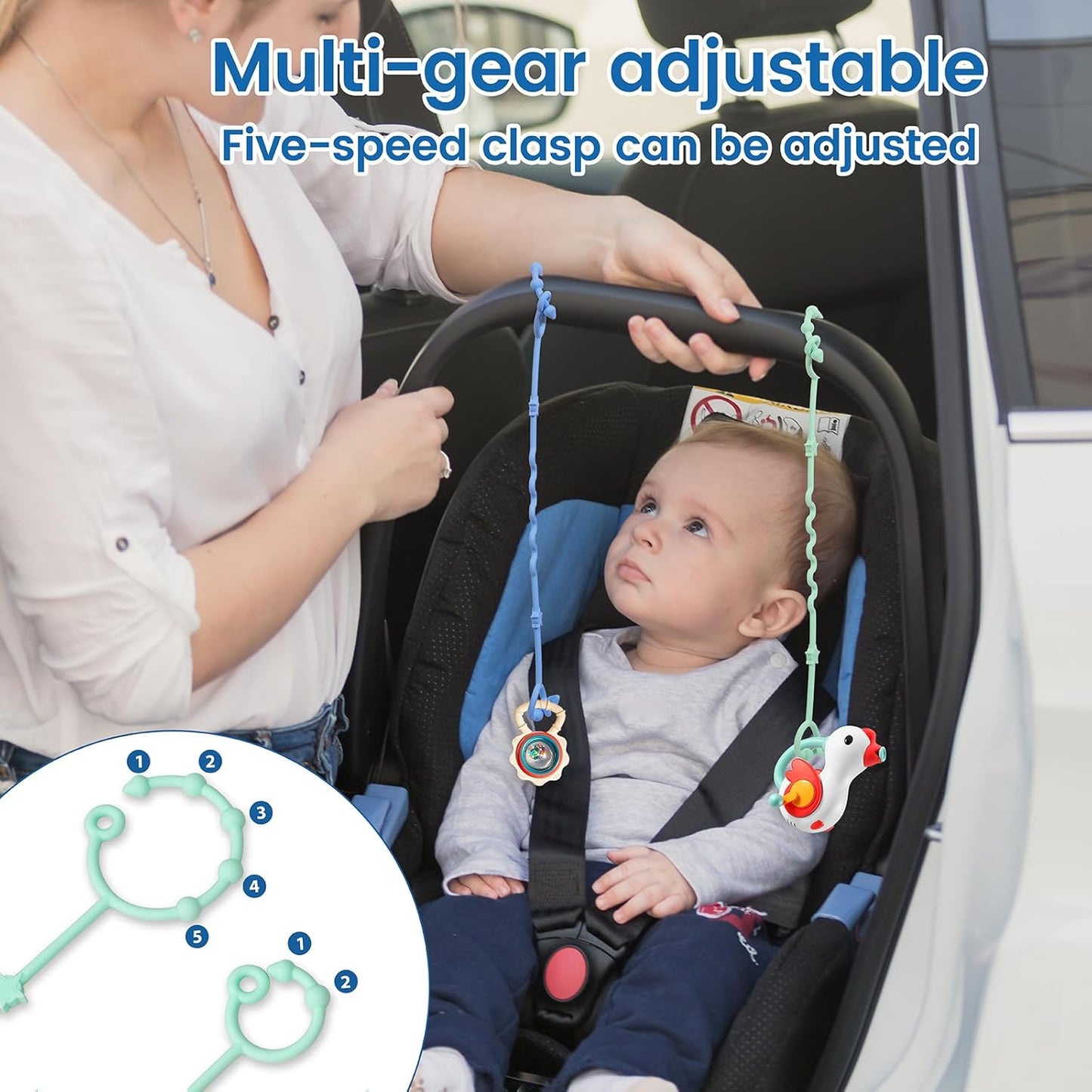 Toy Straps for Baby,Silicone Setpacifier Clip,Applies to Car Seat Toy,Teether Toy,High Chair,Stroller Accessories,Baby Toy Clips,Cribs,Rocking Chair