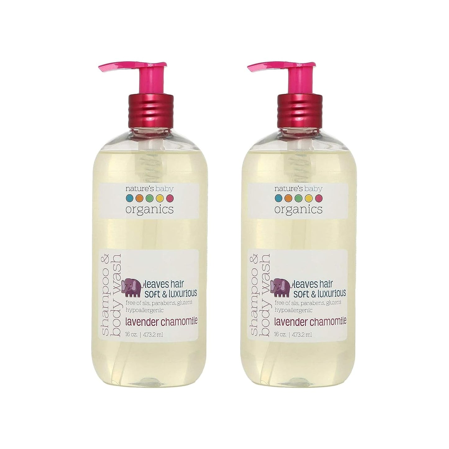 Nature's Baby Organics 3 -in-1 Baby Shampoo, Body Wash and Face Wash, Formulated for Problem and Sensitive Skin, No Sulfate or Artificial Fragrances - Tear Free - Lavender Chamomile 16oz (Pack of 2)