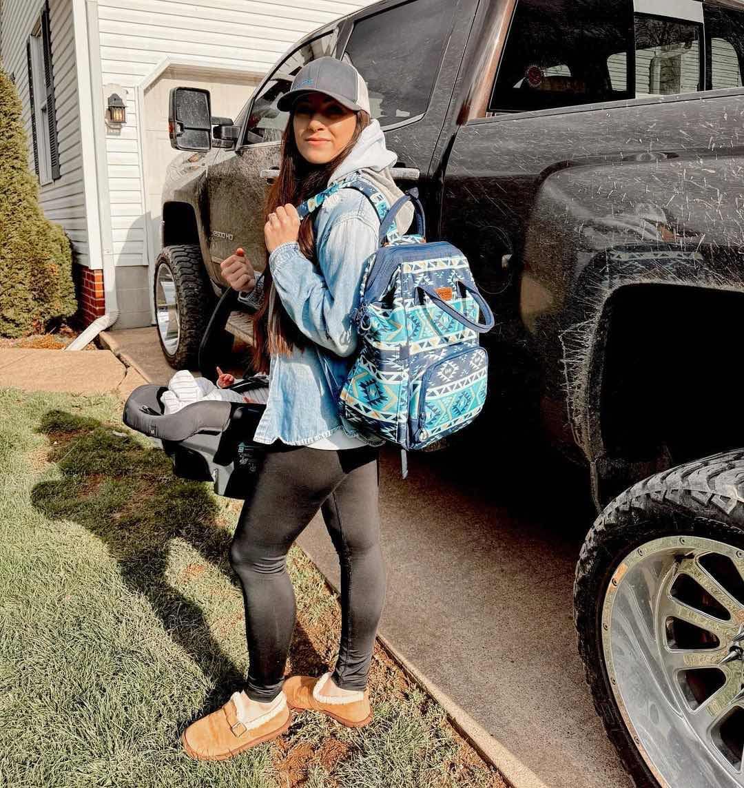 Wrangler Aztec Backpack Organized Daypack Travel Baby Bag with Stroller Strap and Side Bottle Pockets WG2204-9110NY