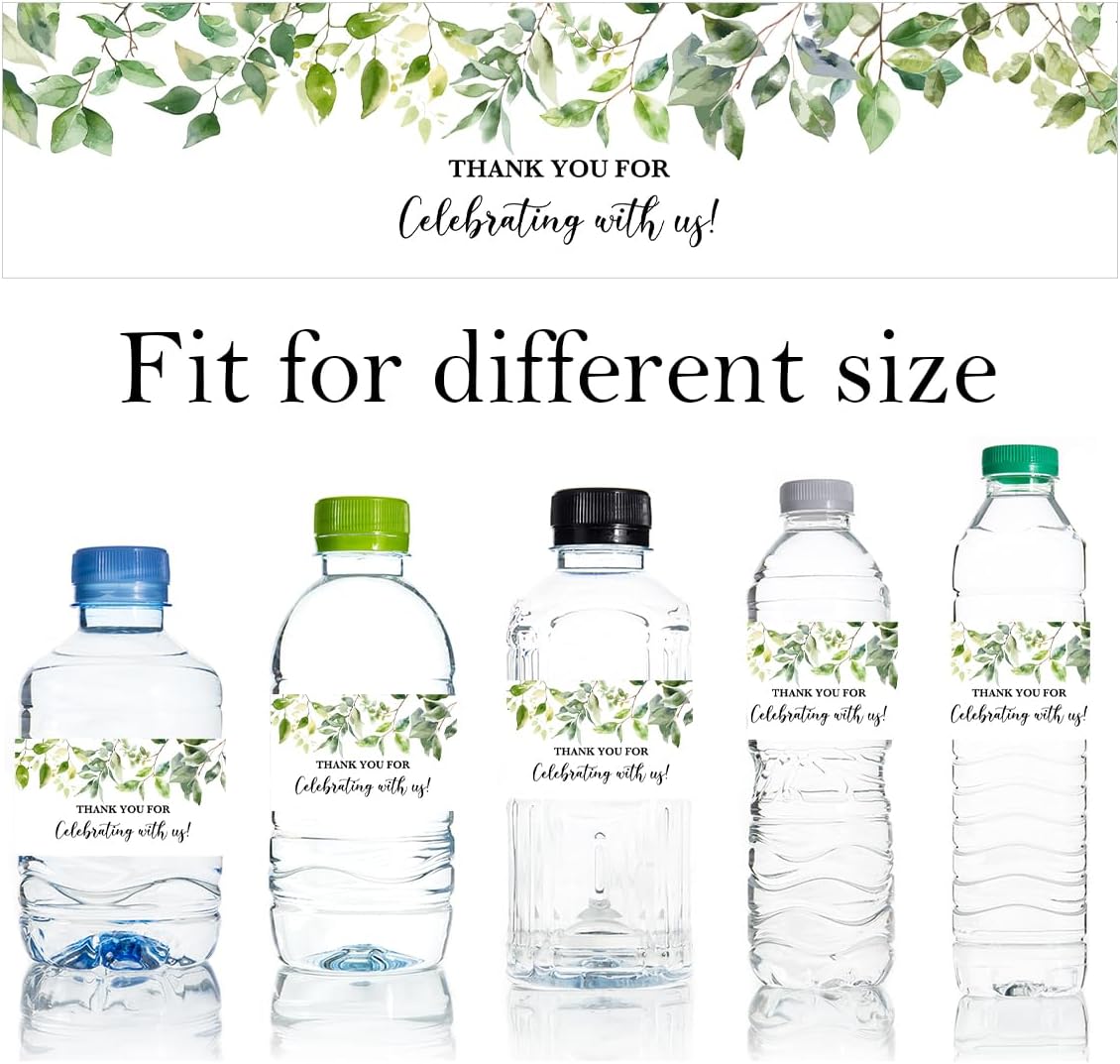 100PCS Wedding Water Bottle Labels Waterproof Greenery Floral Wraps Sticker for Water Bottle Baby Shower Bottle Label for Bridal Shower Party Thanks A10