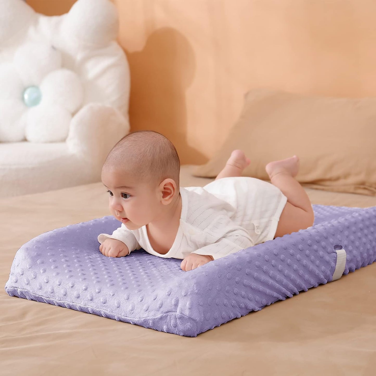 Solid Changing Table Pad Cover Cradle Sheet, Fits 32"/34''x16" Contoured Diaper Changing Pad, Ultra Soft Cozy Minky Dots Plush Changing Table Covers, Breathable Wipeable Removable (Orchid)