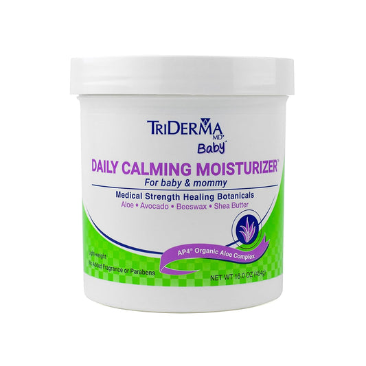 TriDerma Daily Calming Baby Moisturizing Lotion for Baby's Sensitive Skin with Soothing AP4 Aloe Vera, Avocado & Vitamins B & E, Fragrance Free 16 Ounces