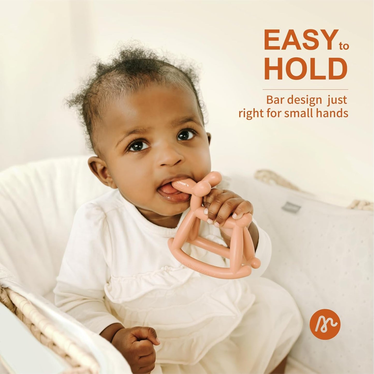 Teething Toy for Baby 0-6, 12, 18 Months Infant, Jellydog Never Drop Food Grade Silicone Rocking Teether, Prevent Choking & Odorless, Less Dust and Hair Adhesion, Baby Gift, Coral Red