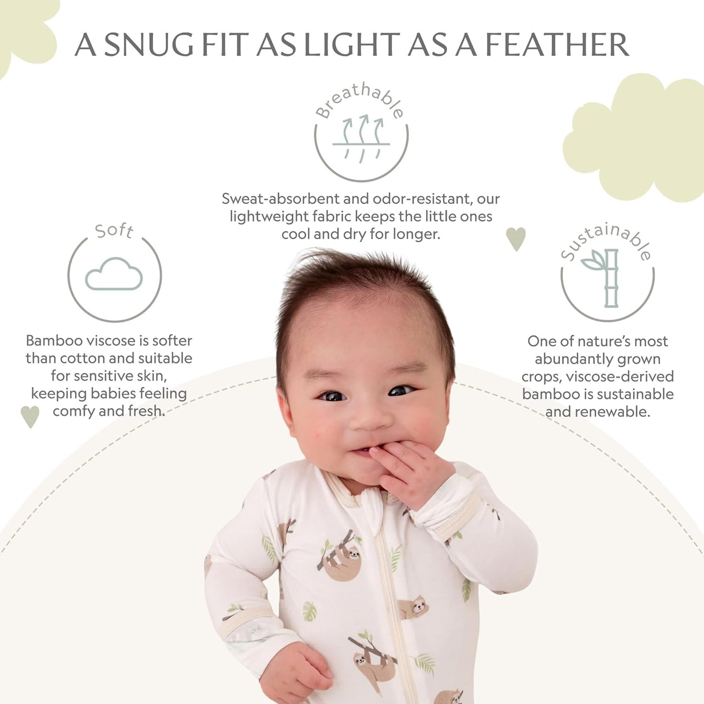 Bamboo Little Soft Baby Footie Pajamas, Baby Clothes, Newborn Sleepers, 95% Viscose and 5% Spandex, 0-24 Months