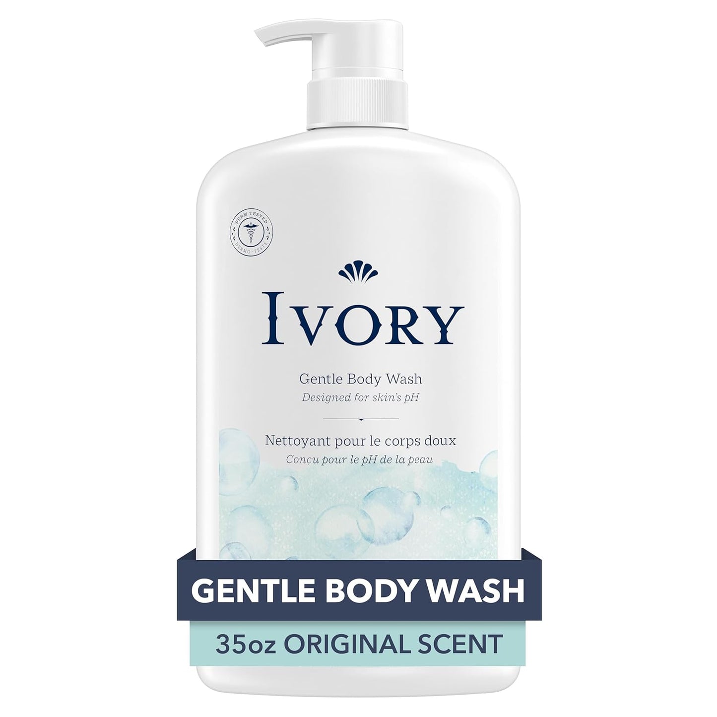 Ivory Body Wash, Designed for the Whole Family, Gentle Formula, Free of Dyes Heavy Perfumes Parabens Phthalates & Silicones, Original Scent, 35 oz