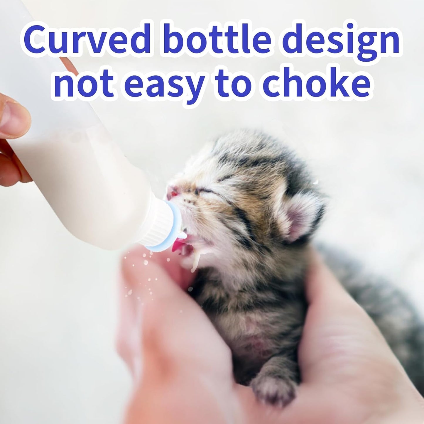 5Pack Kitten Bottle for Nursing Puppy Milk Kitten Bottles Feeding Kit Silicone Nipple for Newborn Pets Kittens, Puppy,Squirrel (Blue)