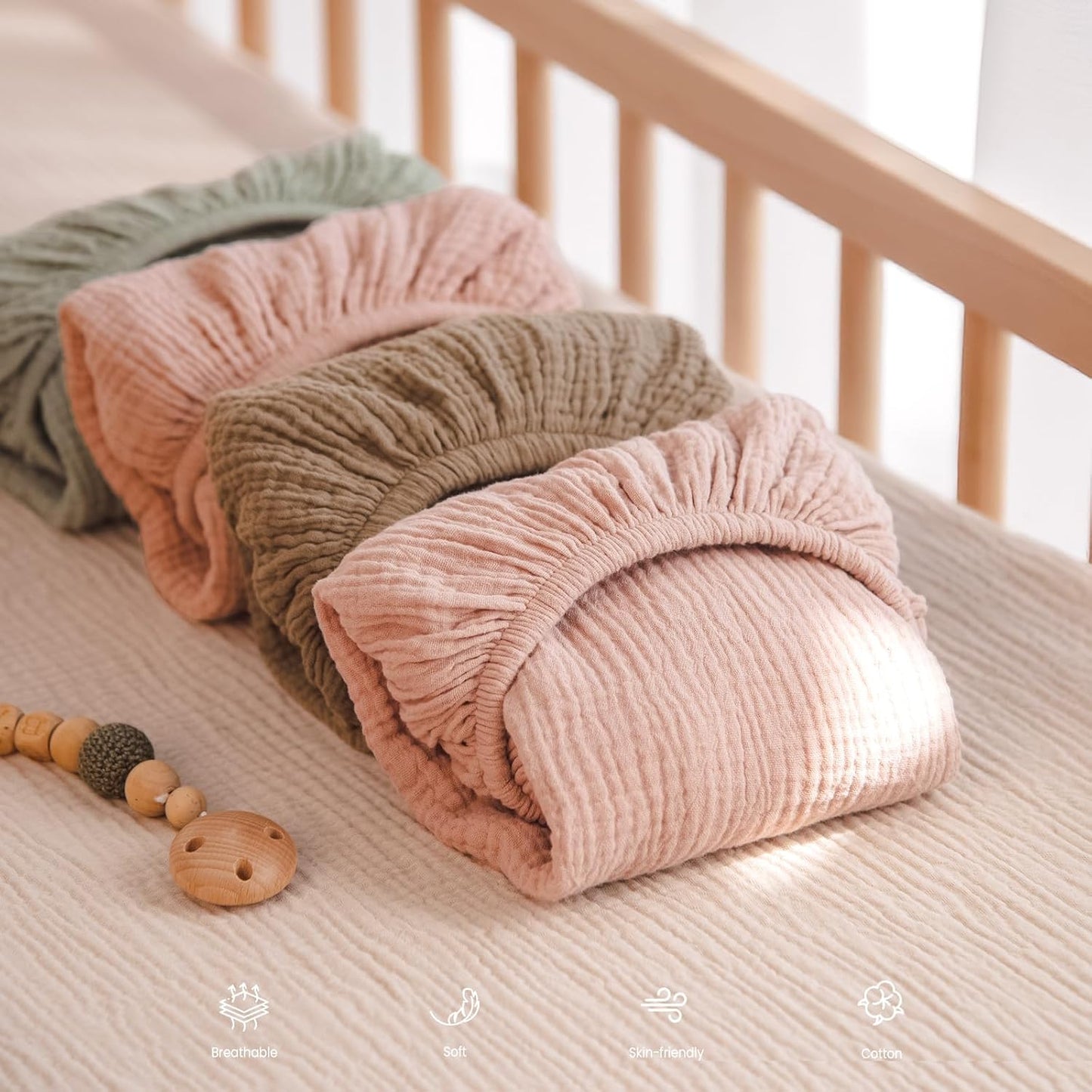 lulumoon Muslin Changing Pad Cover: 2-Pack Soft Breathable Cotton Boho Neutral Print for Baby Girls Boys - Nursery & Baby Shower