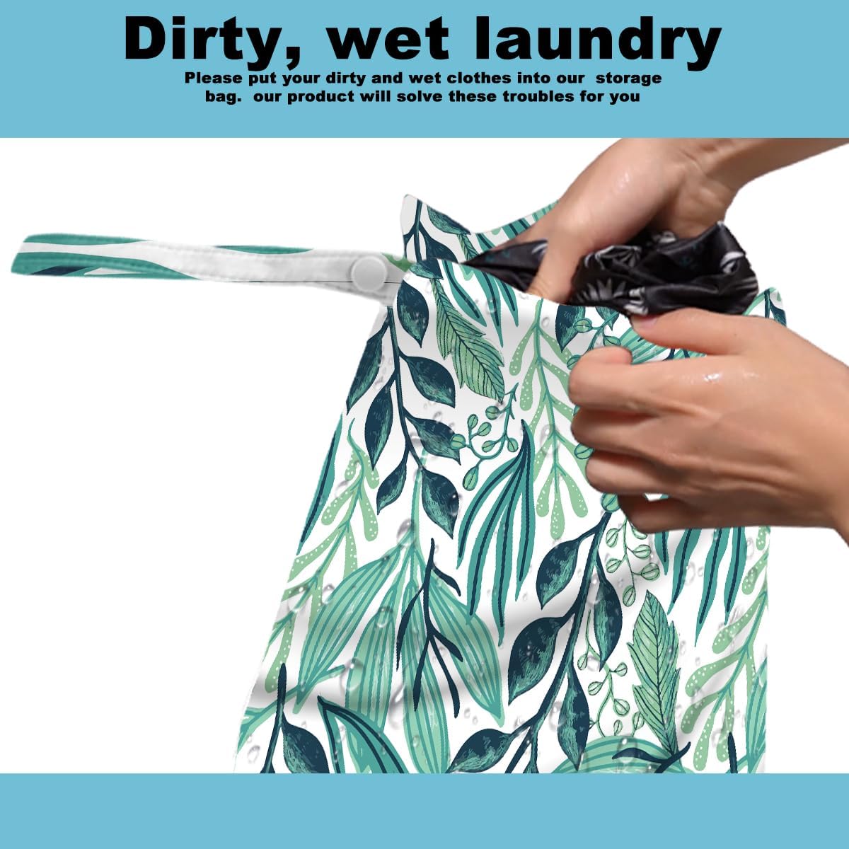 ZHAMEN 2Pcs Tropical Wet Bag 12x10 Inch, Plant Waterproof Reusable Wet Dry Bags, Leaves Washable Travel Laundry Bags for Swimsuit Beach Diapers Dirty Yoga Gym Clothes, Plants Gifts for Women Friend