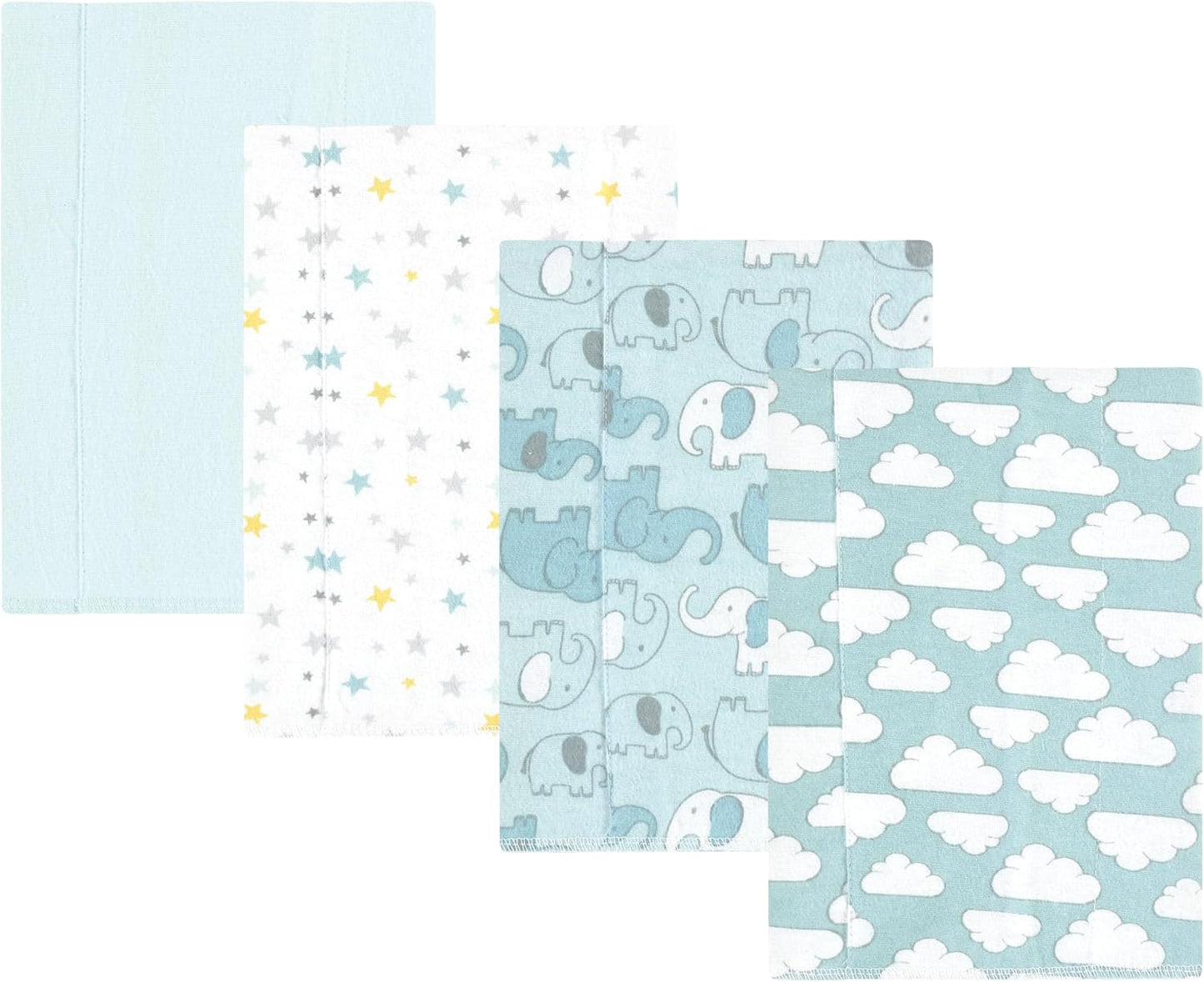 Luvable Friends Hudson Baby Flannel Burp Cloths 4pk, Blue Elephant Journey