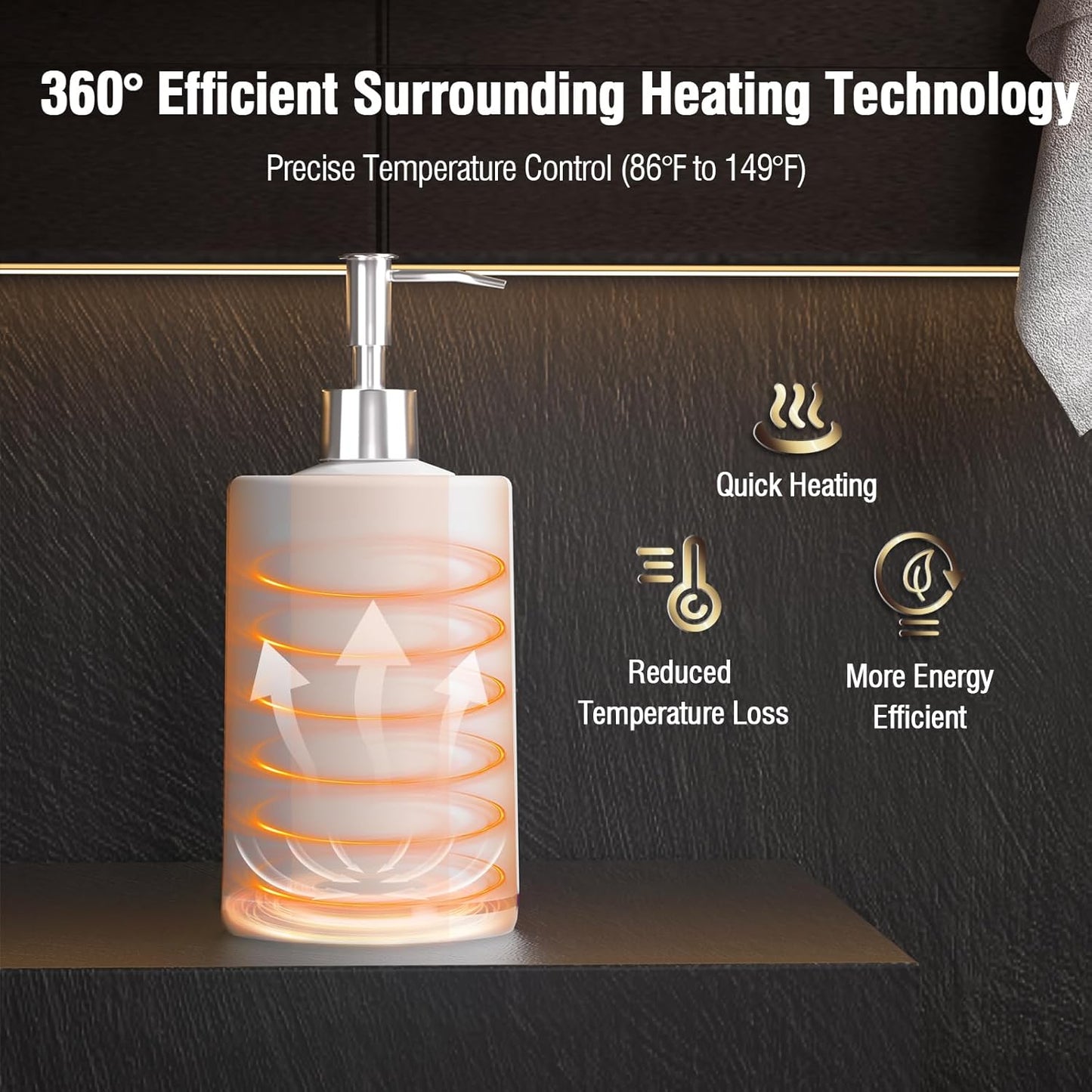 Massage Oil Lotion Warmer, Massage Oil Heater for SPA Massage Therapy and Personal Use, Portable Body Oil Warmer Dispenser with Two Massage Bottles, Adjustable Temperature(86-149°F), White