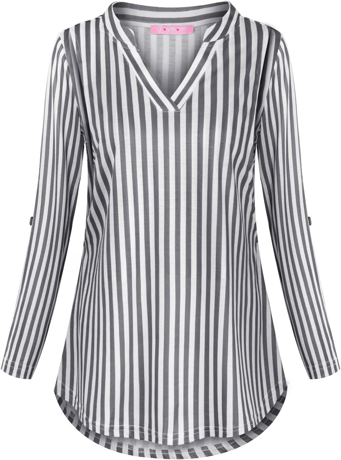 Joymom Maternity Rolled Long Sleeve Nursing Tops Tunic Blouses Breastfeeding