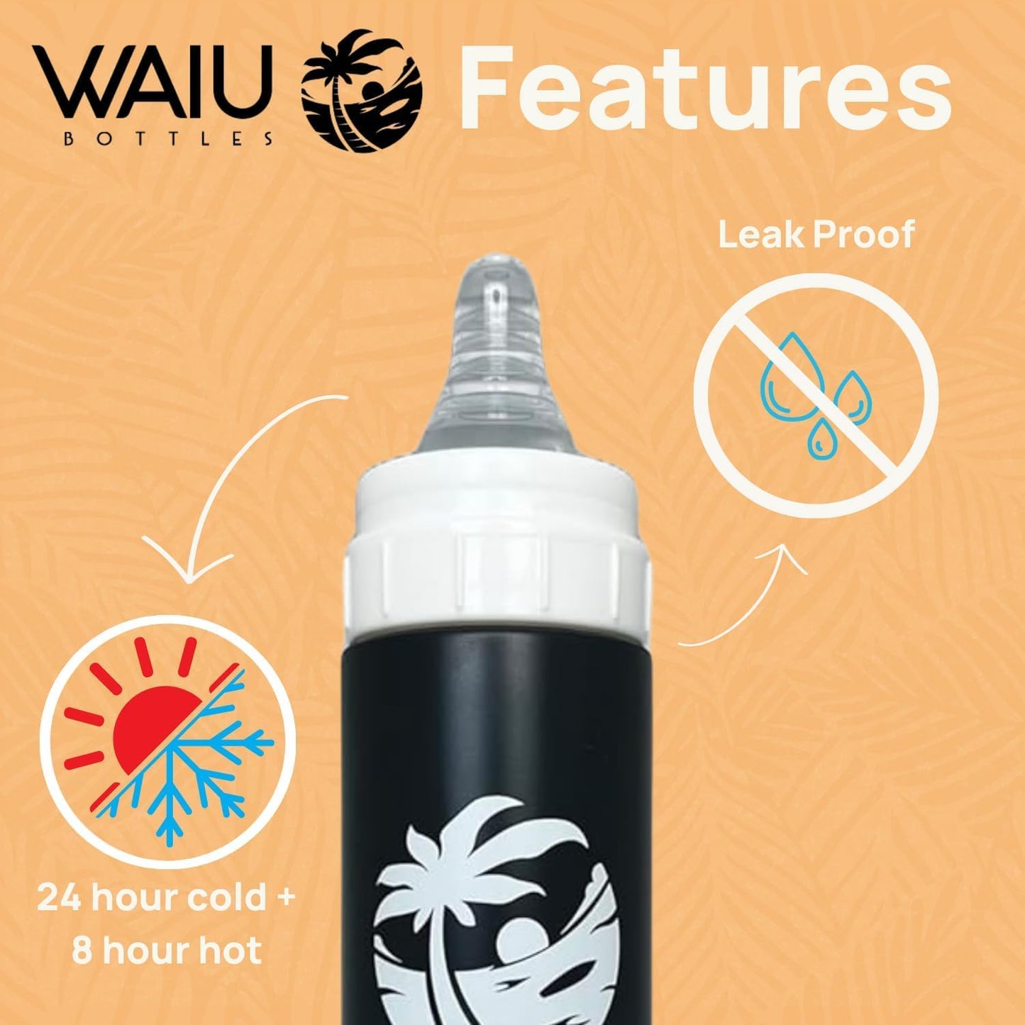 Waiu Insulated Stainless Steel Baby Bottle BPA-Free | Keeps Drinks Hot for 8 Hours, Cold for 24 Hours | 4 oz. (Black)