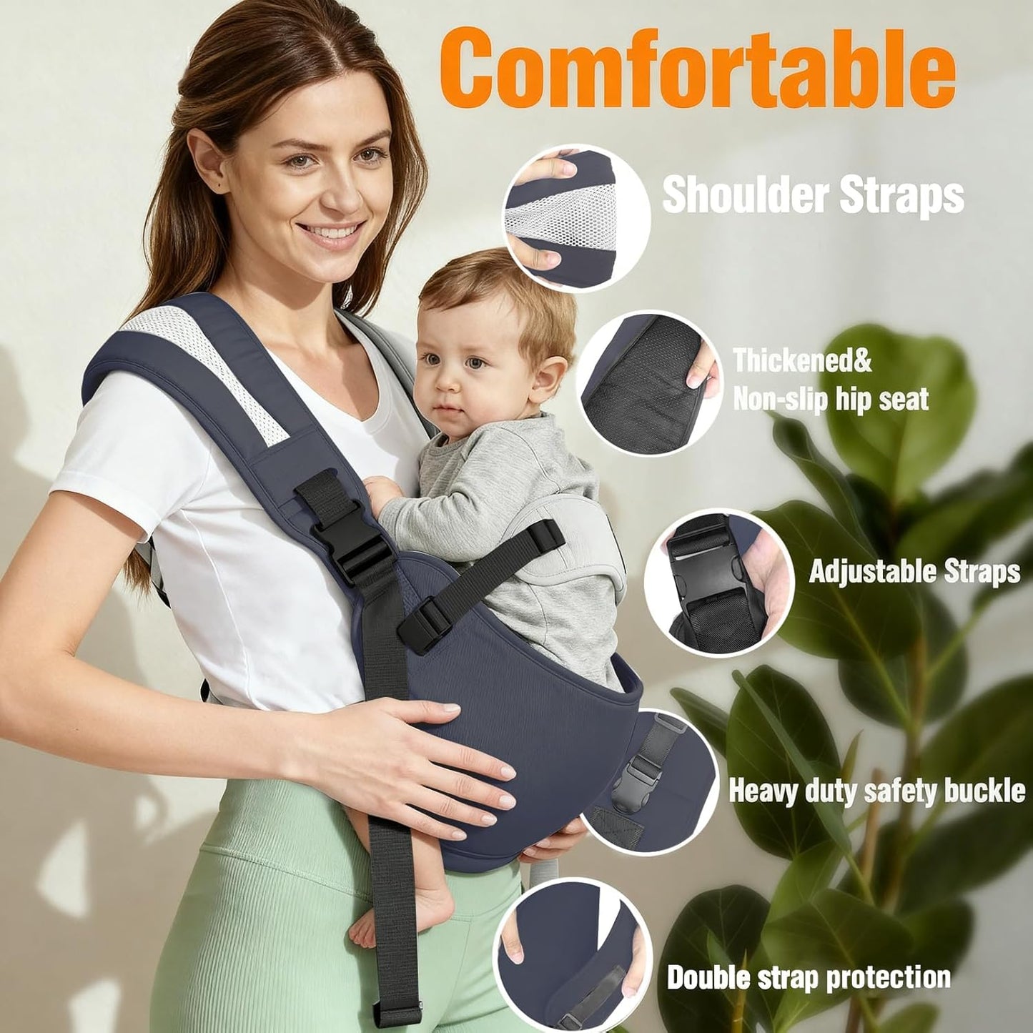 Toddler Carrier Sling for Newborn to Toddler, Ring Sling Baby Carrier 15–55 lbs with Breathable & Anti-Slip Seat Cushion for Comfort, Lightweight Travel-Friendly (Dark Gray)