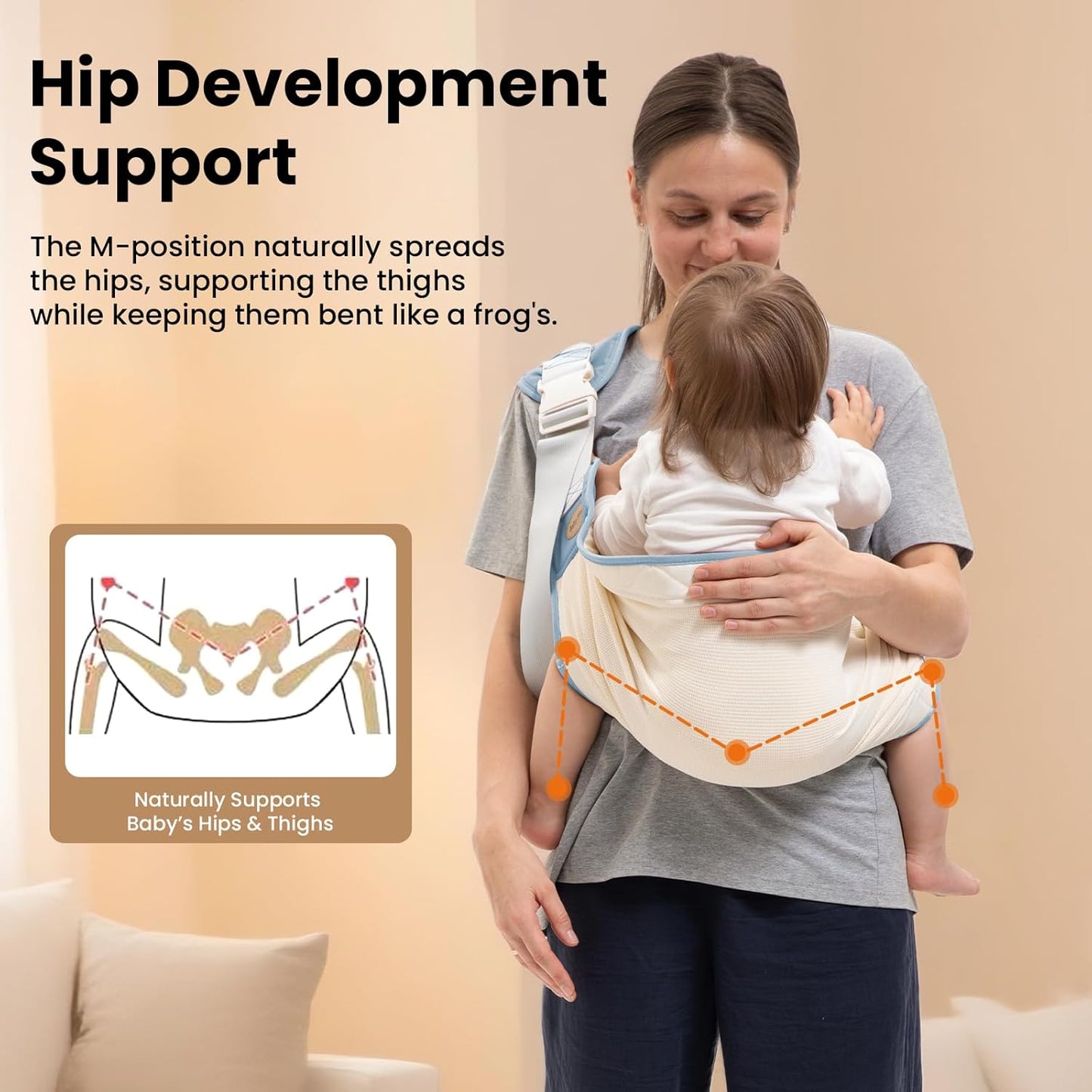 Baby Carrier Newborn to Toddler, Baby Sling Carrier, Toddler Carrier 25-60 lbs with Adjustable Straps, Soft Padded Edges, Lightweight and Travel-Friendly Newborn Baby Carrier