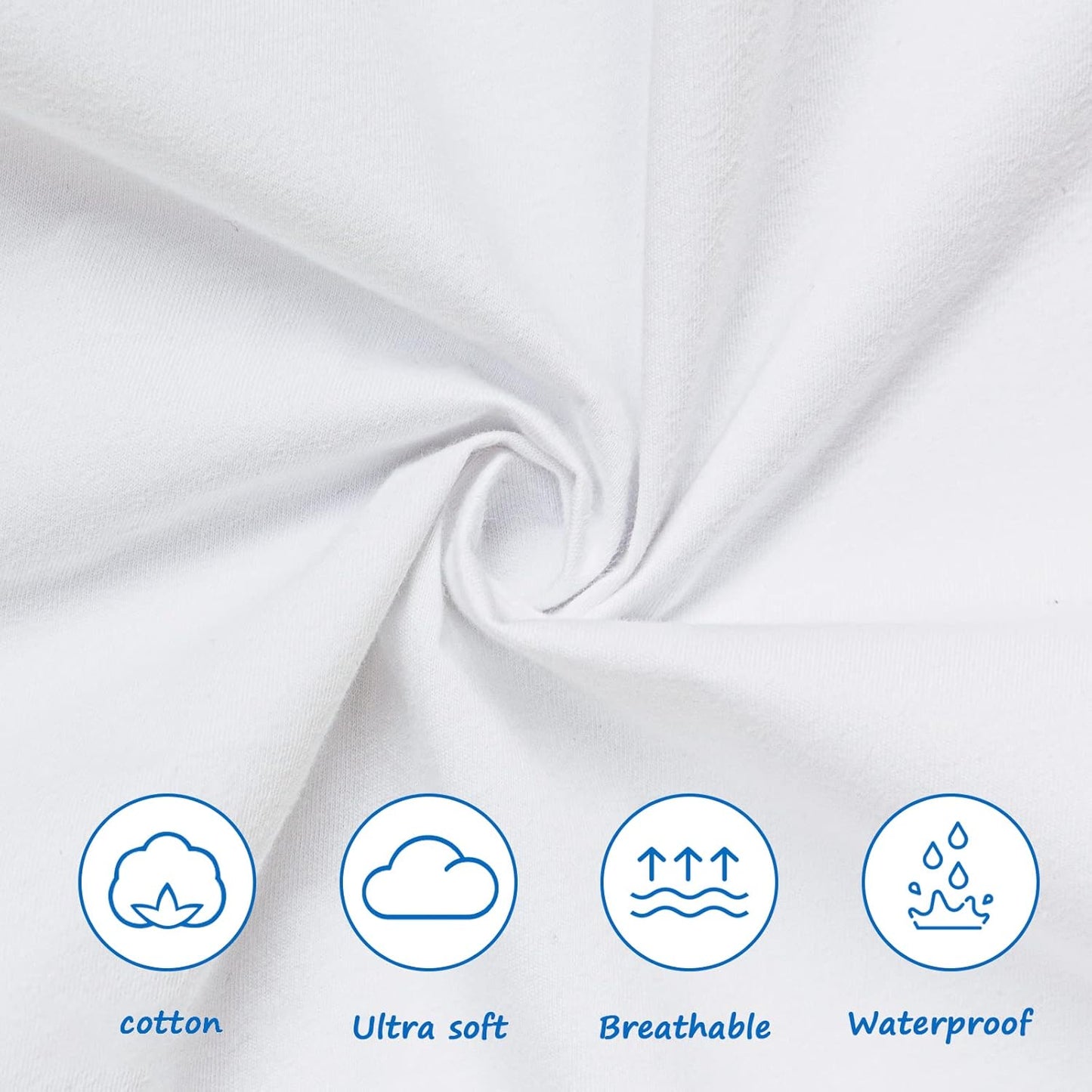 Bassinet Sheets Waterproof 2 Pack Bassinet Mattress Protector Cotton Fitted Cradle Sheets Set for Oval Rectangle Hourglass Mattres, Soft Breathable Mattress Pad Cover Baby Girl Boy, White