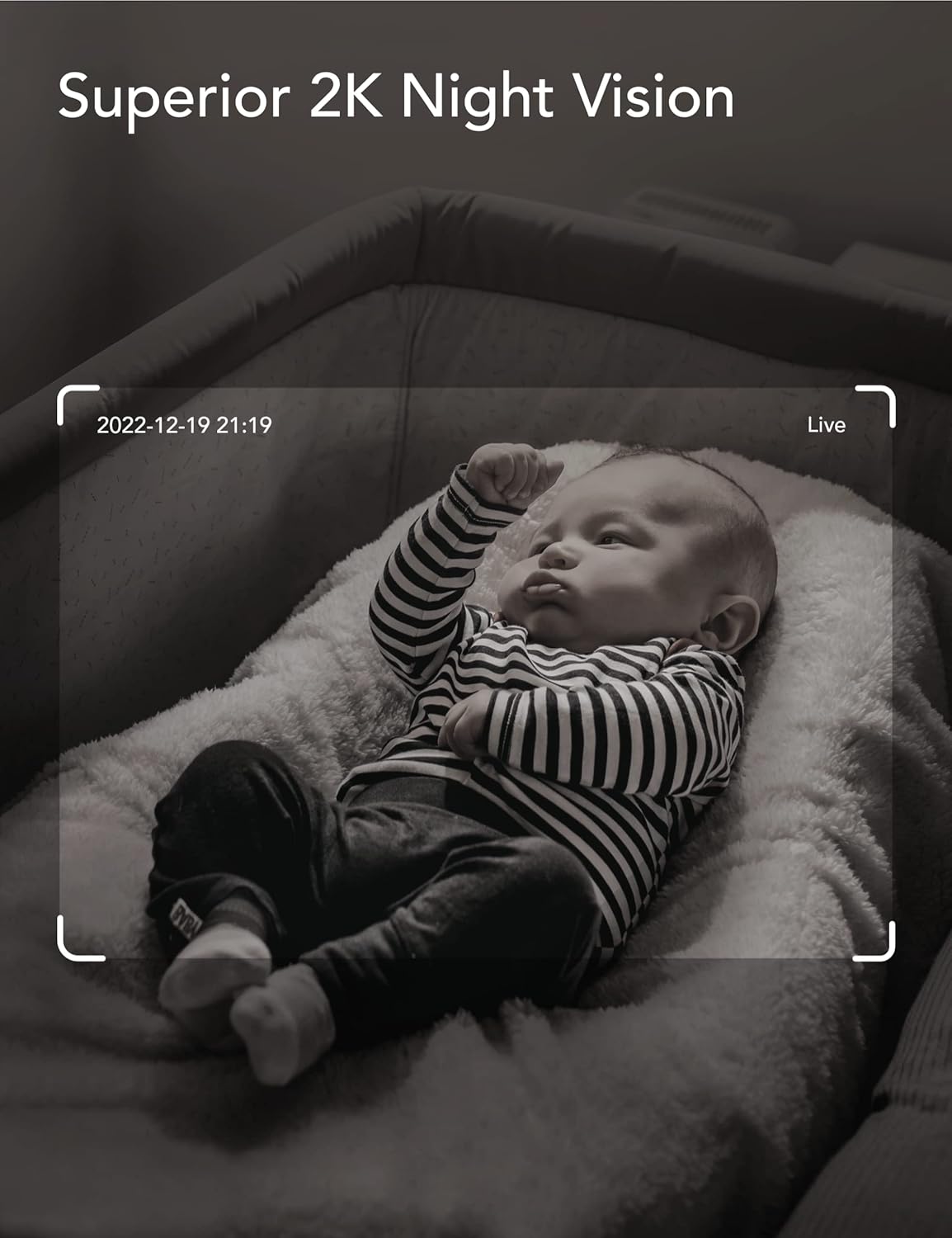 nooie 2K Smart Baby Monitor with 5G/2.4G, 360° Pan & Tilt, WiFi Baby Camera with AI Motion Tracking & Night Vision, Two Way Audio & Sound Detection, Compatible with Alexa and Google, SD Card Included