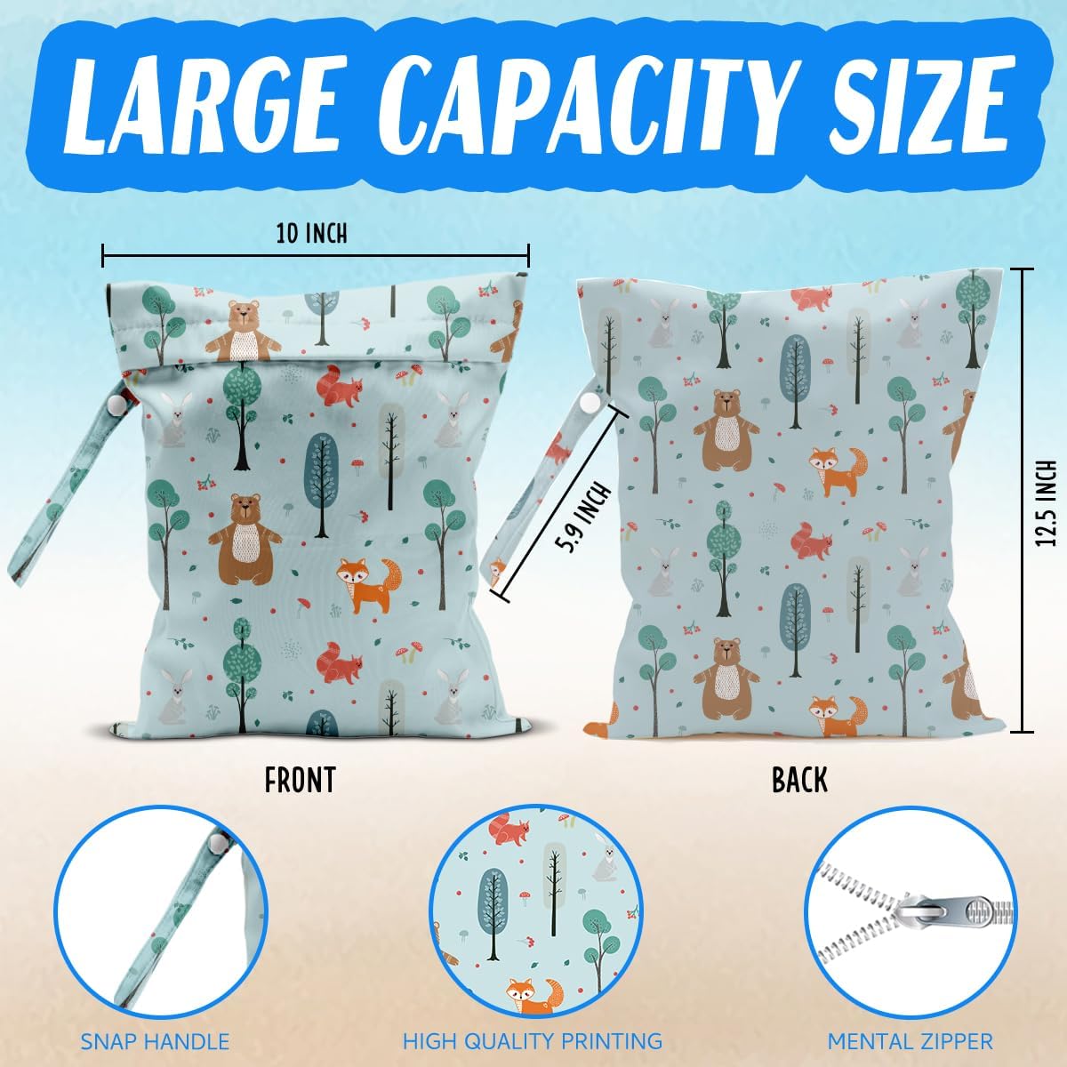 Wet Bag for Baby Swimsuit Dirty Clothes Diaper Yoga Gym, Wet Dry Bag, Beach Vacation Essential for Baby Travel Poor Swiming Bathing Daycare Toddler Diapers