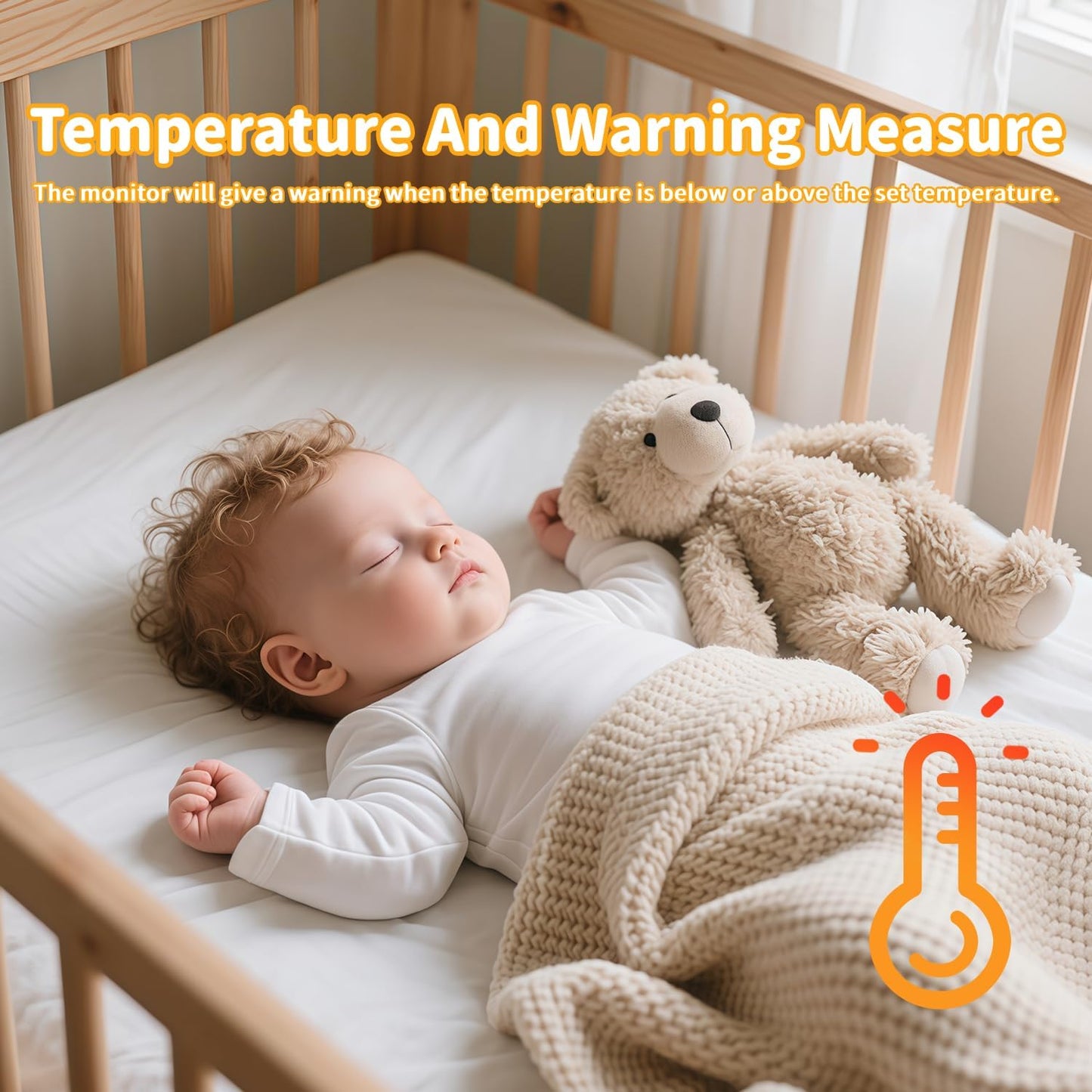 Baby Monitor, 5" 720p IPS Screen, 5000 mAh Battery, Night Vision, VOX Mode, Two-Way Talk, Temp Alerts, Feeding Timer, Loop Recording, Pan/Tilt 355°/120°, Secure No Wi-Fi, 64GB Card Pre-Installed