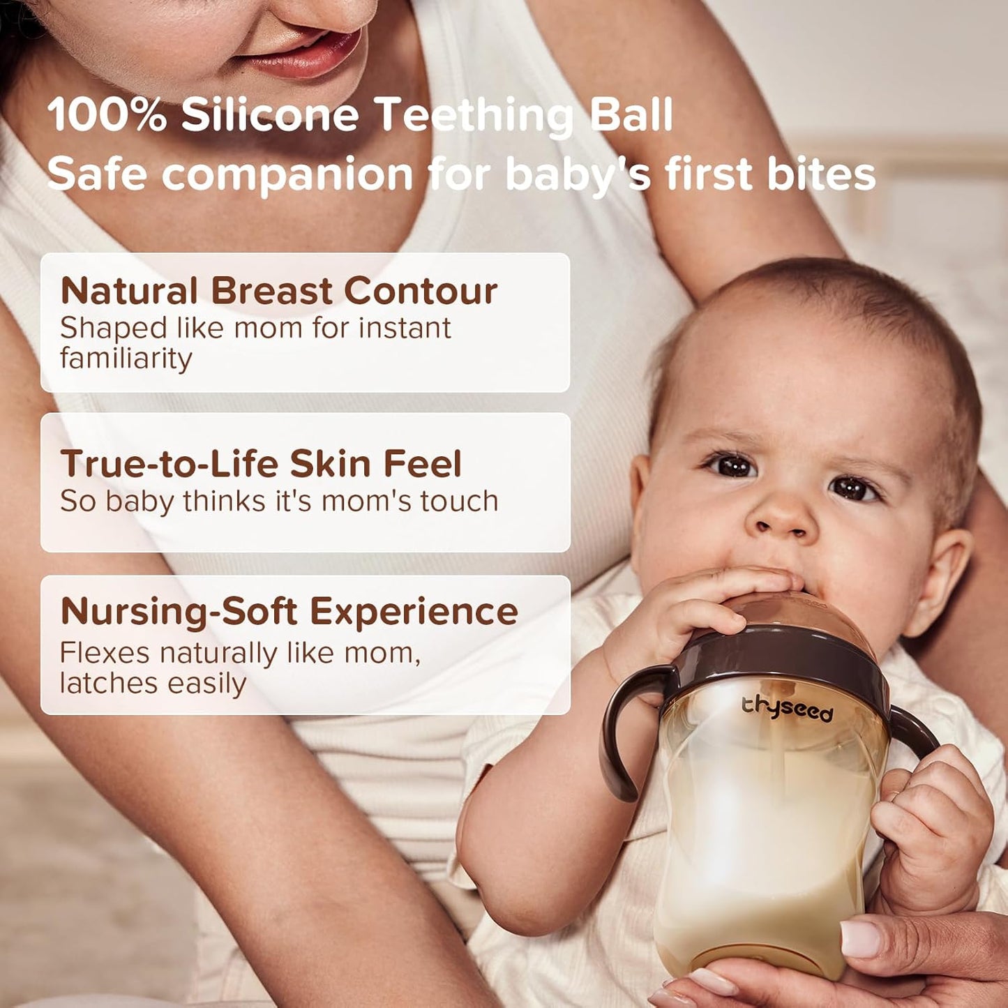 Thyseed PPSU Natural Breast-Like Bottle with Nipple(3-7 Months),10oz，1pack