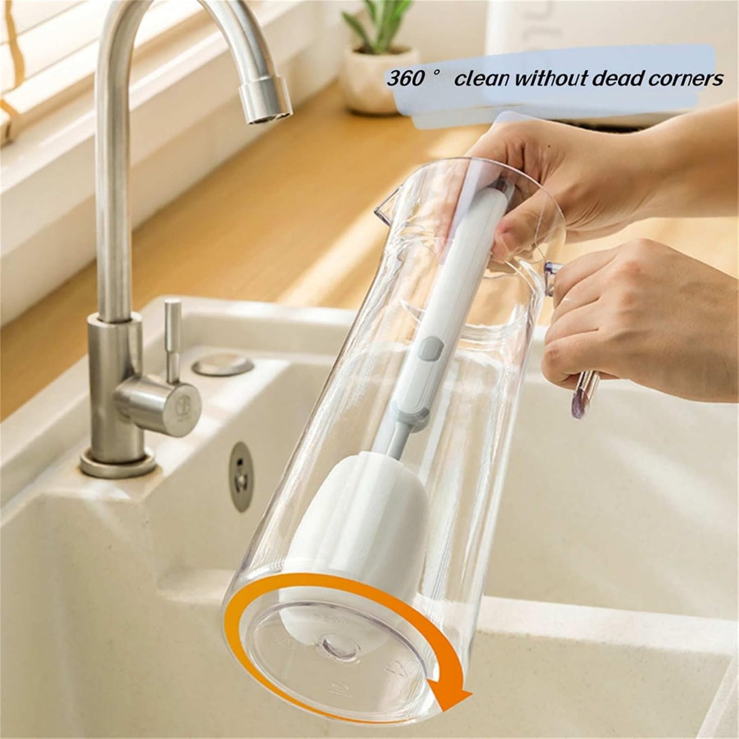 Bottle Brush Long Handle Cup Cleaner Brush Sponge Bottle Scrubber Detachable Handle Portable Sponge Cleaning Brush for Cups Wine Glasses Water Bottles Baby Bottles and Vacuum Flasks(3 PCS)