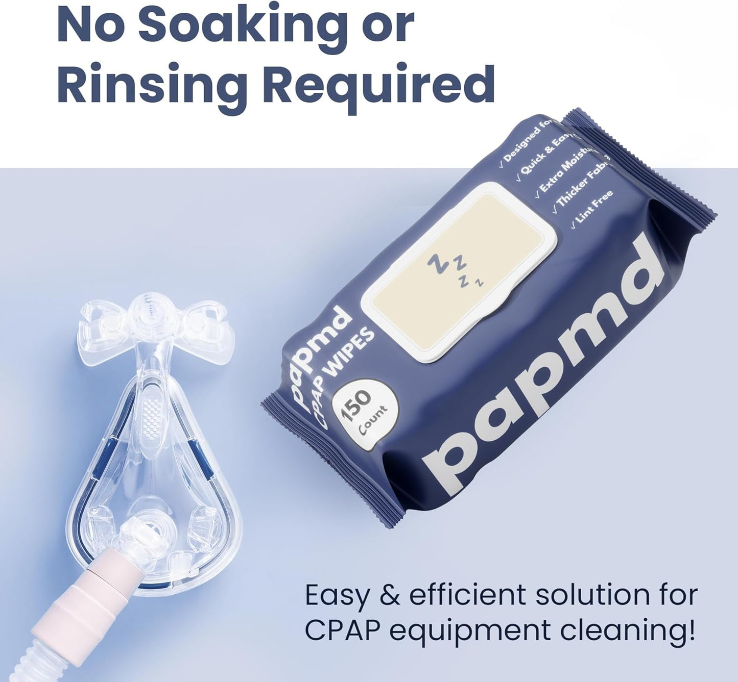 Unscented CPAP Wipes, 150-Pack Travel Wipes, Thick Lint-Free Fabric for Mask, Tube & CPAP Machines, Enhanced Moisture & Easy Pull Design