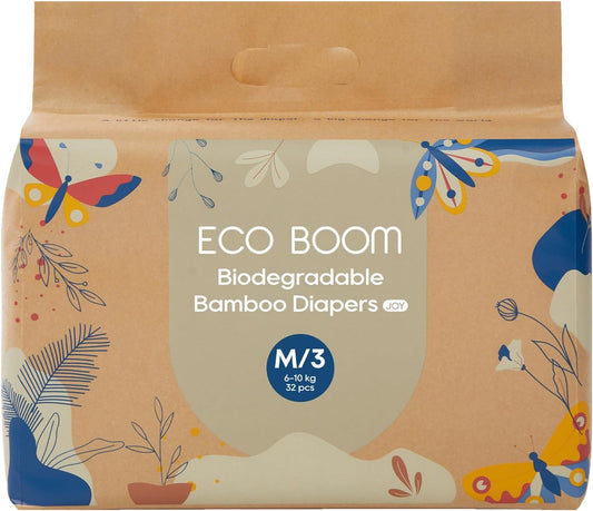 ECO BOOM Size 3 Diapers, Bamboo Viscose Diapers, Sustainable, Paper Packaging