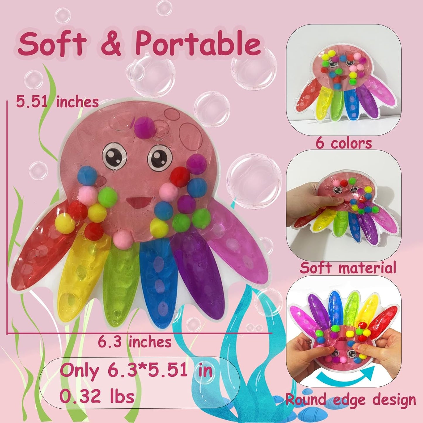 Color Sorting Sensory Toys, Fine Motor Skills Toys for Toddlers, Montessori Toy Preschool Learning Activitie, Sensory Activity Toy for Kids 3+ & Adults Octopus and Peacock