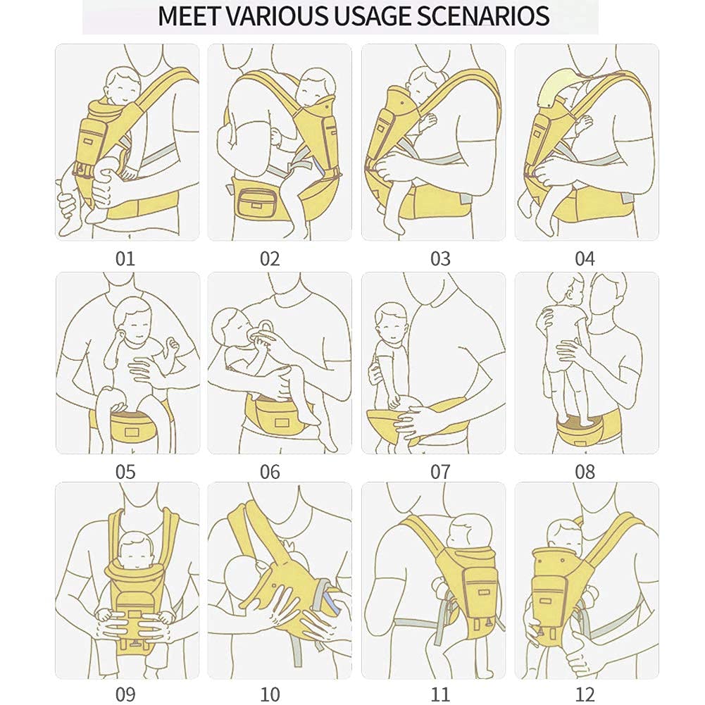 Baby Carrier 6-in-1 Newborn to Toddler, Baby Carrier with Hip Seat Lumbar Support 7-41 lbs, Baby Soft Carrier for All Seasons & Positions, Adjustable Size for Shopping Hiking Travelling