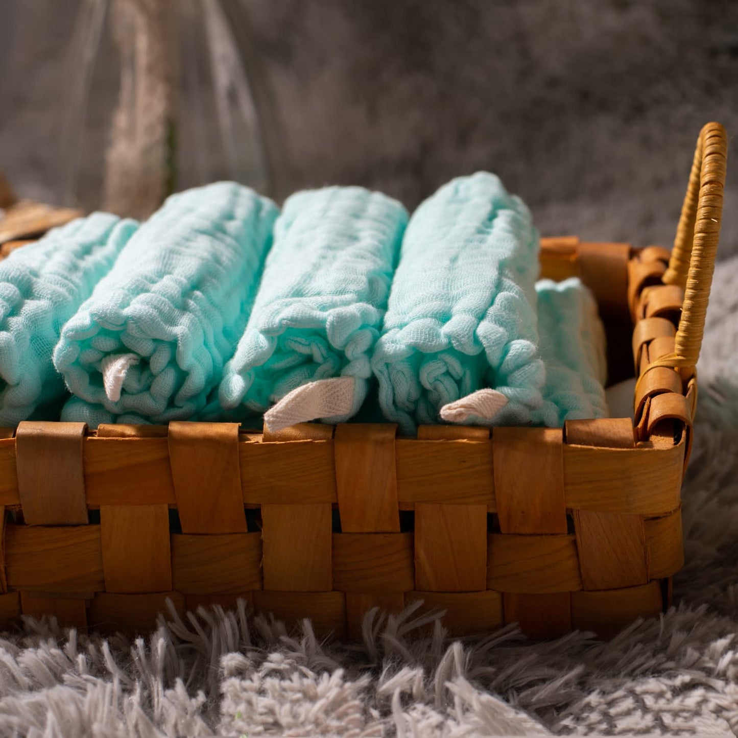 MUKIN Baby Washcloths - Natural Cotton Baby Wipes - Soft Newborn Face Towel for Sensitive Skin - 10 Pack 12x12 inches