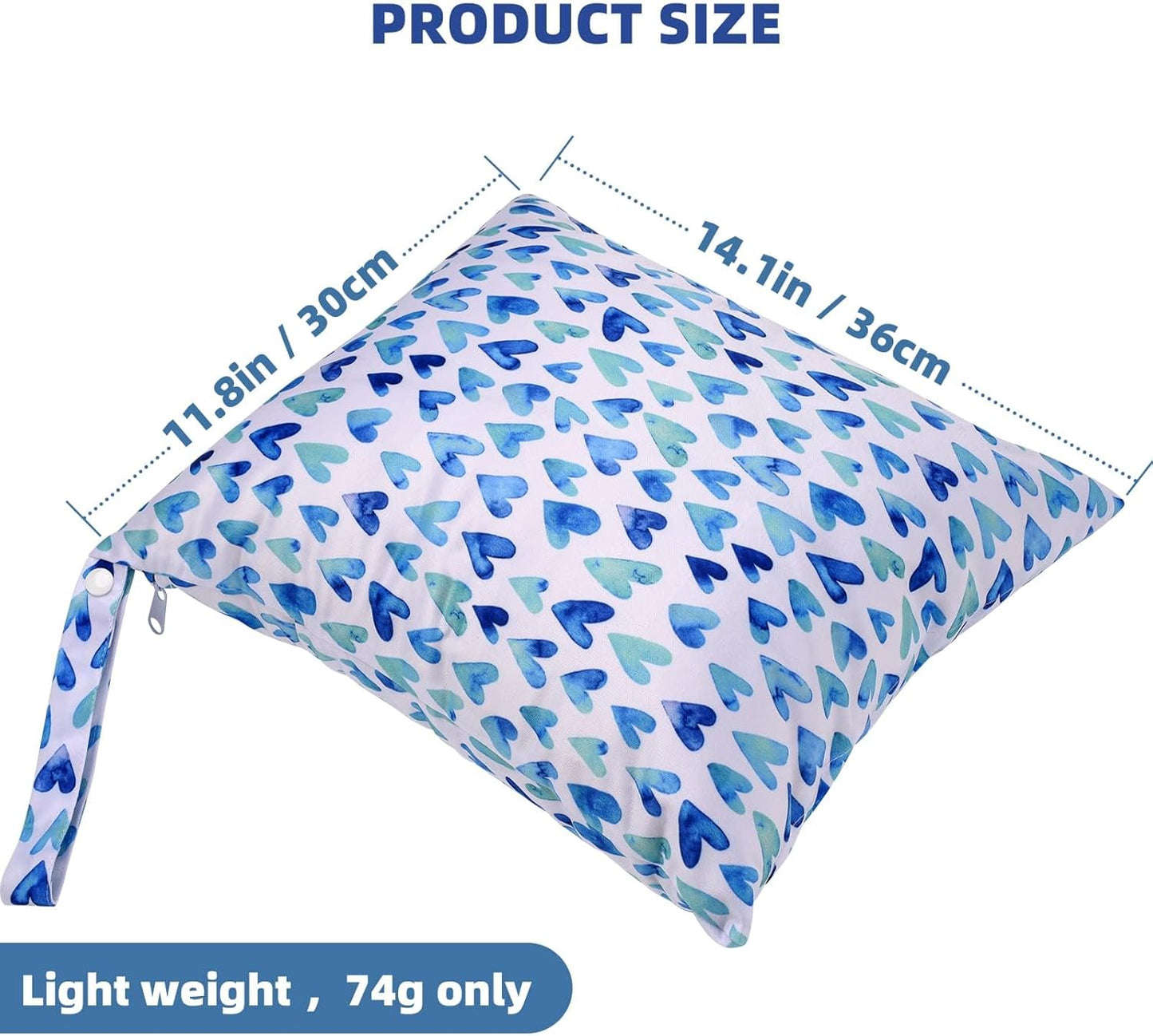 2pcs Cloth Diaper Wet Dry Bags Waterproof Reusable with Two Zippered Pockets Stroller Travel Beach Pool Daycare Soiled Baby Item Yoga Gym Bag for Swimsuits or Wet Clothes-Green Hearts