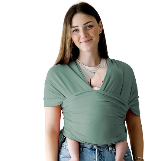 snuggle me Baby Wrap | Hands-Free Baby Wraps Carrier, Easy-Tie Baby Sling Carrier, Baby Carrier Wrap with Organic Cotton, Baby Wearing Wrap for Newborns from 0 to 18 Months (7-35 lbs) - Moss