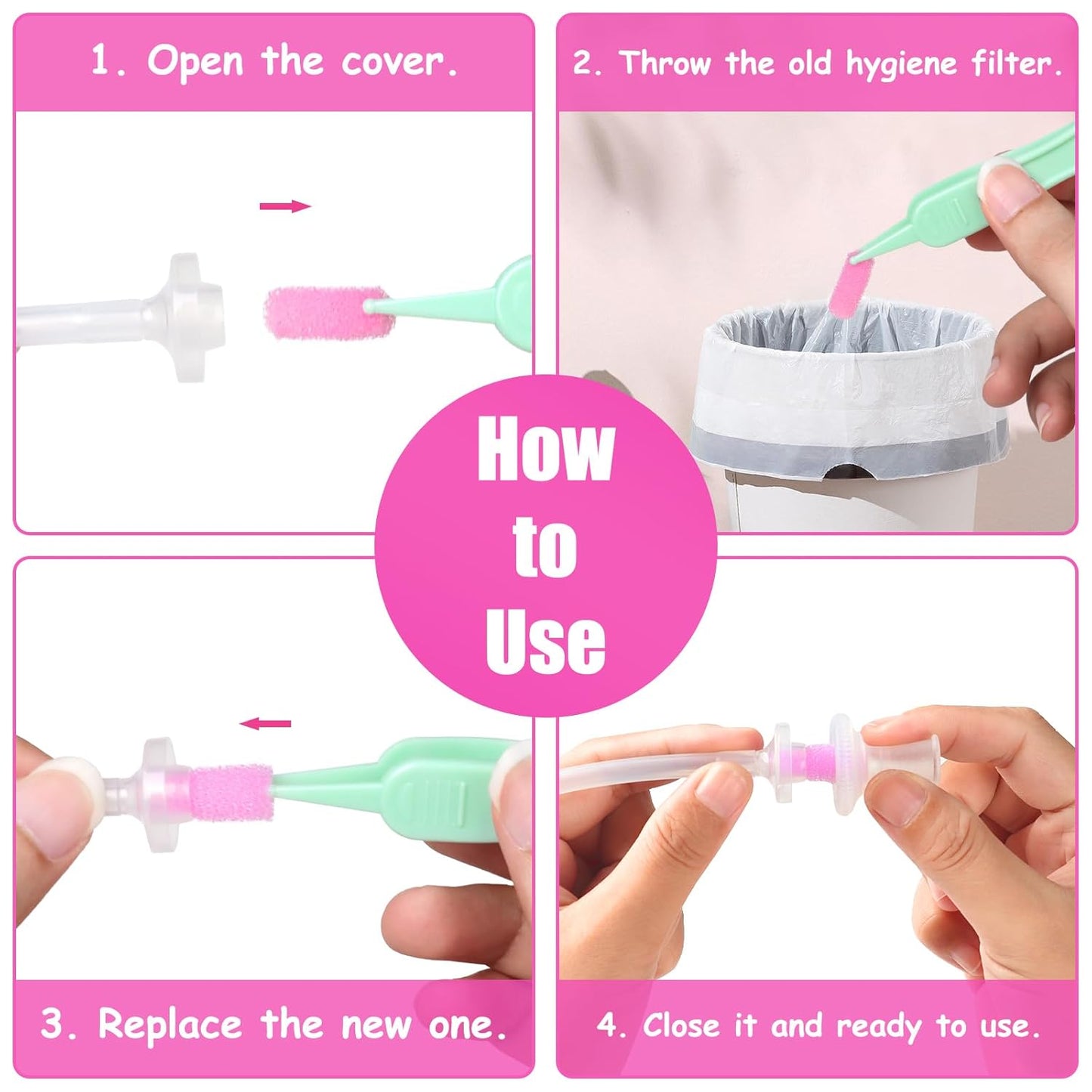 Replacement for Nosefrida Nasal Aspirator Filters, 100-Pack of Premium Nasal Aspirator Hygiene Sponges, with Nose Cleaning Tweezers (Red,100 Count)
