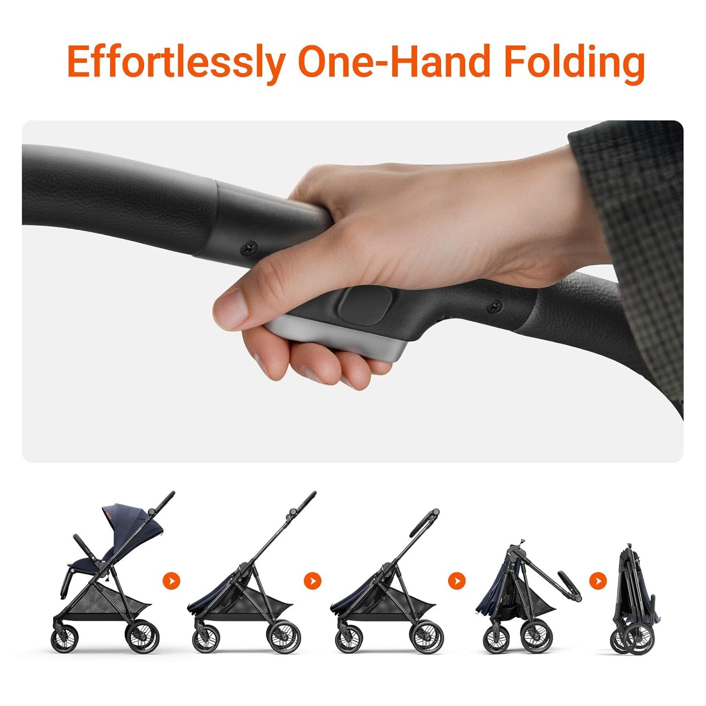 MAMAZING Air Lux Baby Stroller with Bassinet & Infant Car Seat Adapter, Lightweight Compact Carbon Fiber Frame, One-Hand Fold, Reversible Seat, Space-Saving Storage