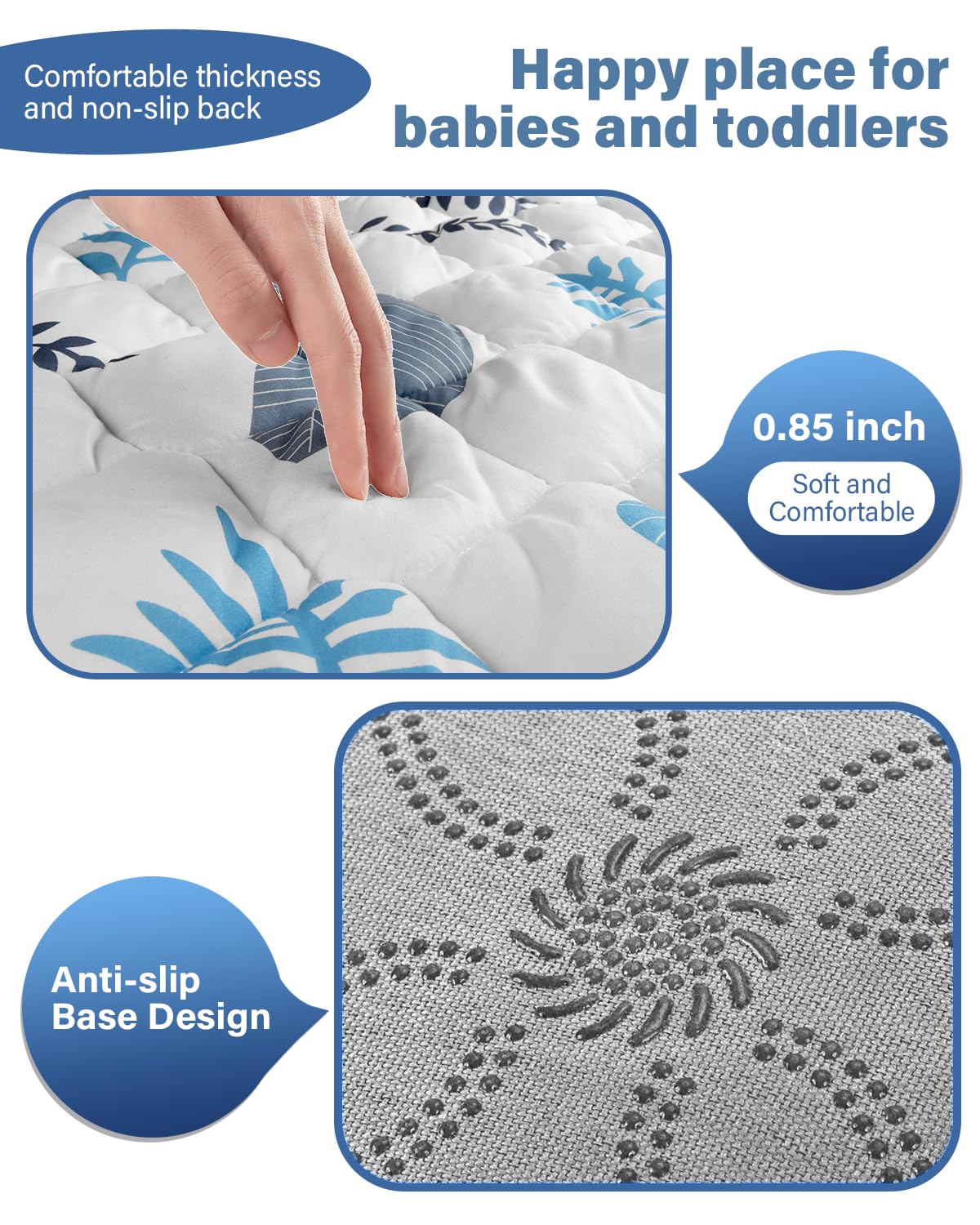 Baby Play Ma-t, Non-Slip Baby Ma-t for Floor, Soft Thicker Playpen Ma-t, Portable Playmat, Crawling Ma-t for Babies, Toddlers & Infants to Play and Learn（ 47"x47"）