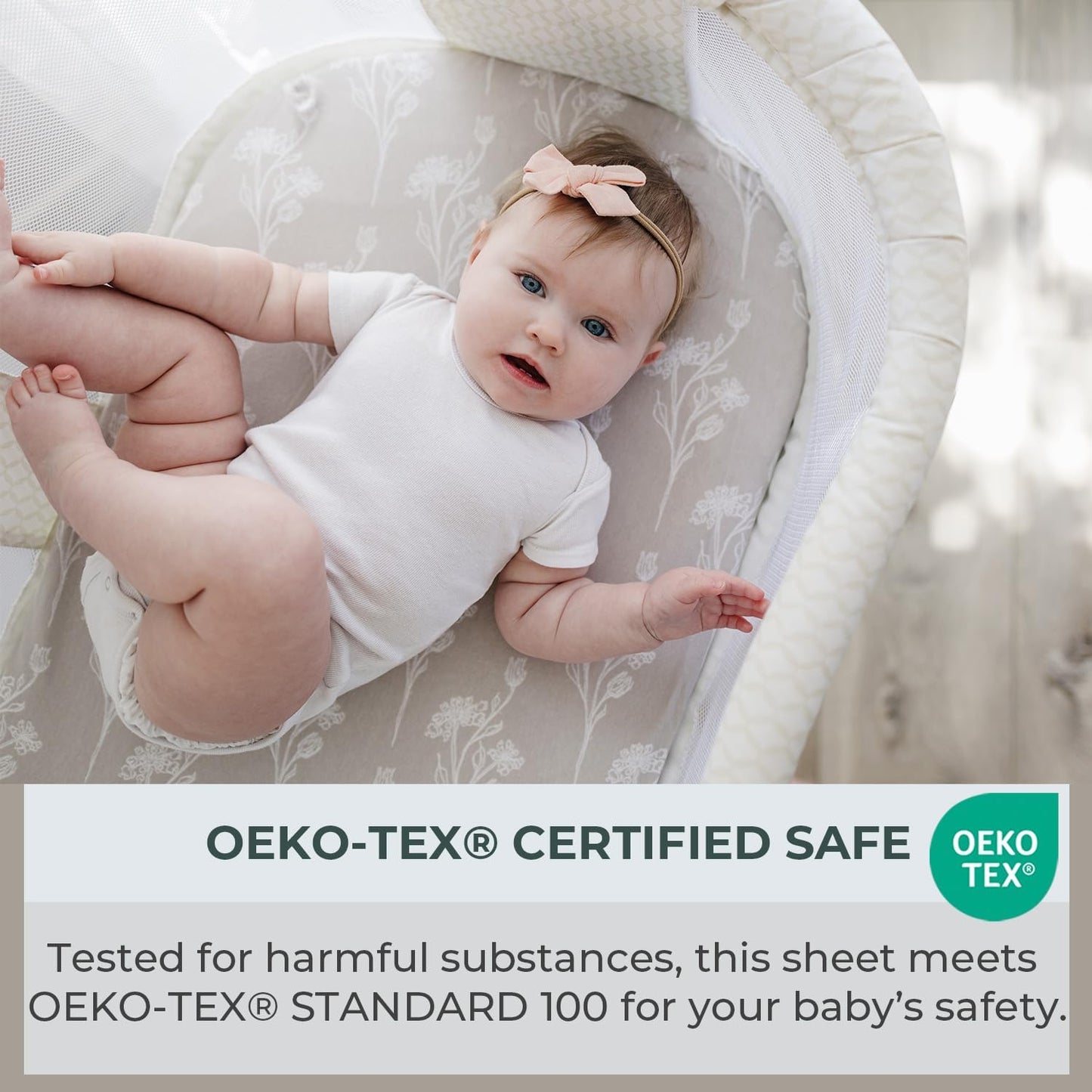 Pobibaby - 2 Pack Premium Bassinet Sheets for Standard Bassinets - Ultra-Soft Jersey Knit, Stylish Floral Pattern, Safe and Snug for Baby (Wildflower)