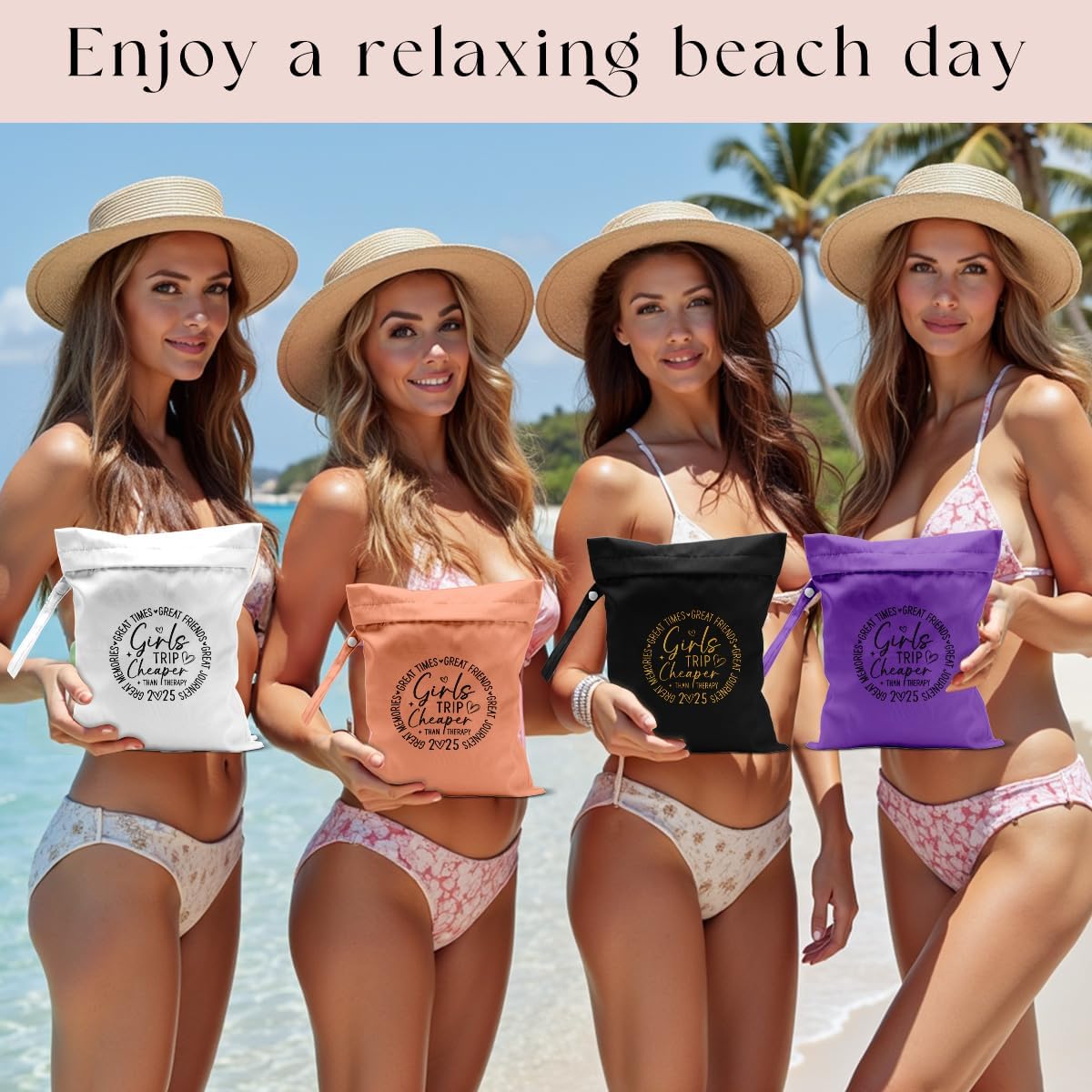 4Pcs Girls Trip Gifts Wet Dry Bag, Aloha Bags Beach Bag Wet Bag Favors, Sunscreen Bags Swimsuit Toiletry Travel Essentials For Women, Beach Travel Laundry bags for Dirty Diaper Swimsuit Gifts