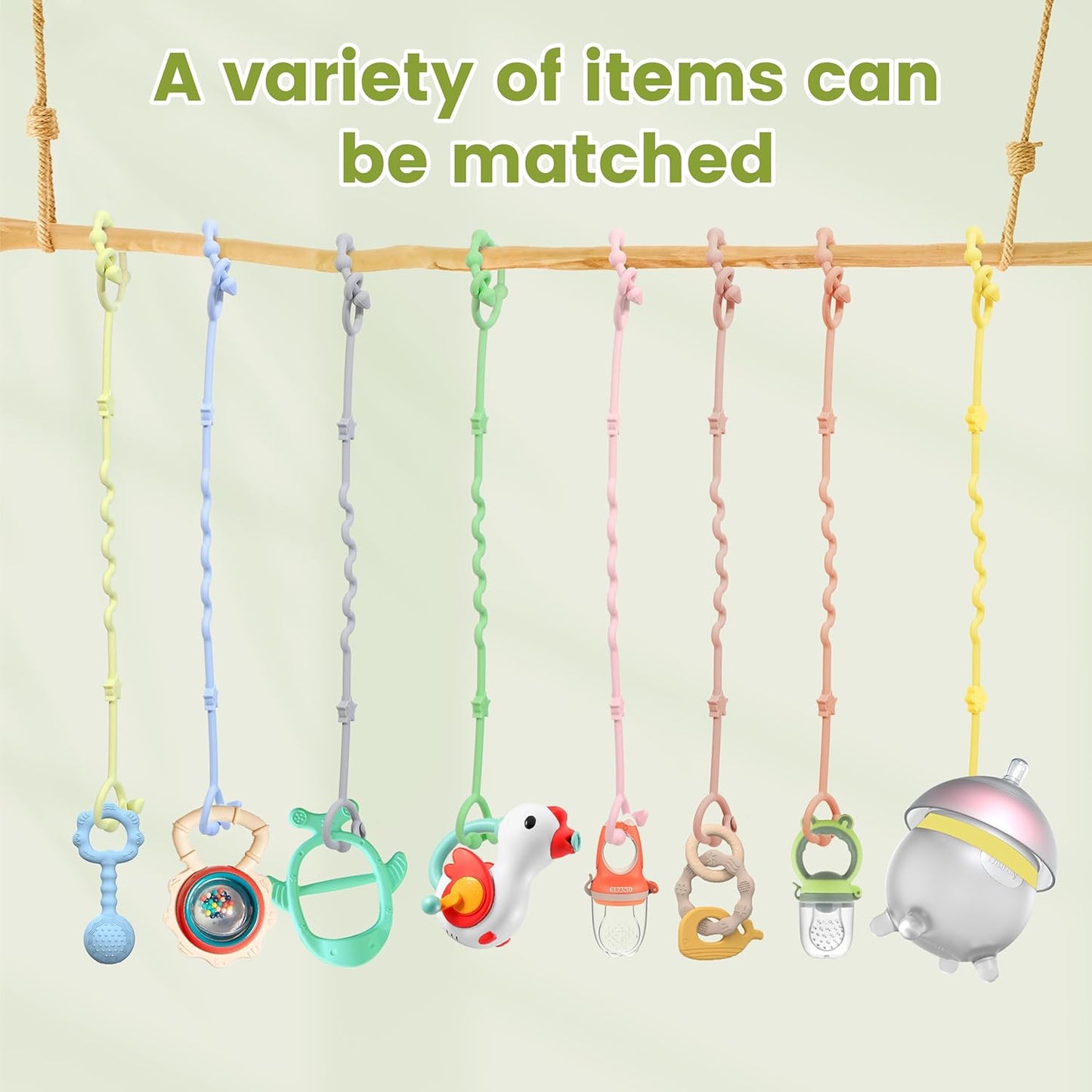 RTMOK Toy Straps for Baby,Silicone Setpacifier Clip,Applies to Car Seat Toy,Teether Toy,High Chair,Stroller Accessories,Baby Toy Clips,Cribs,Rocking Chair ﻿