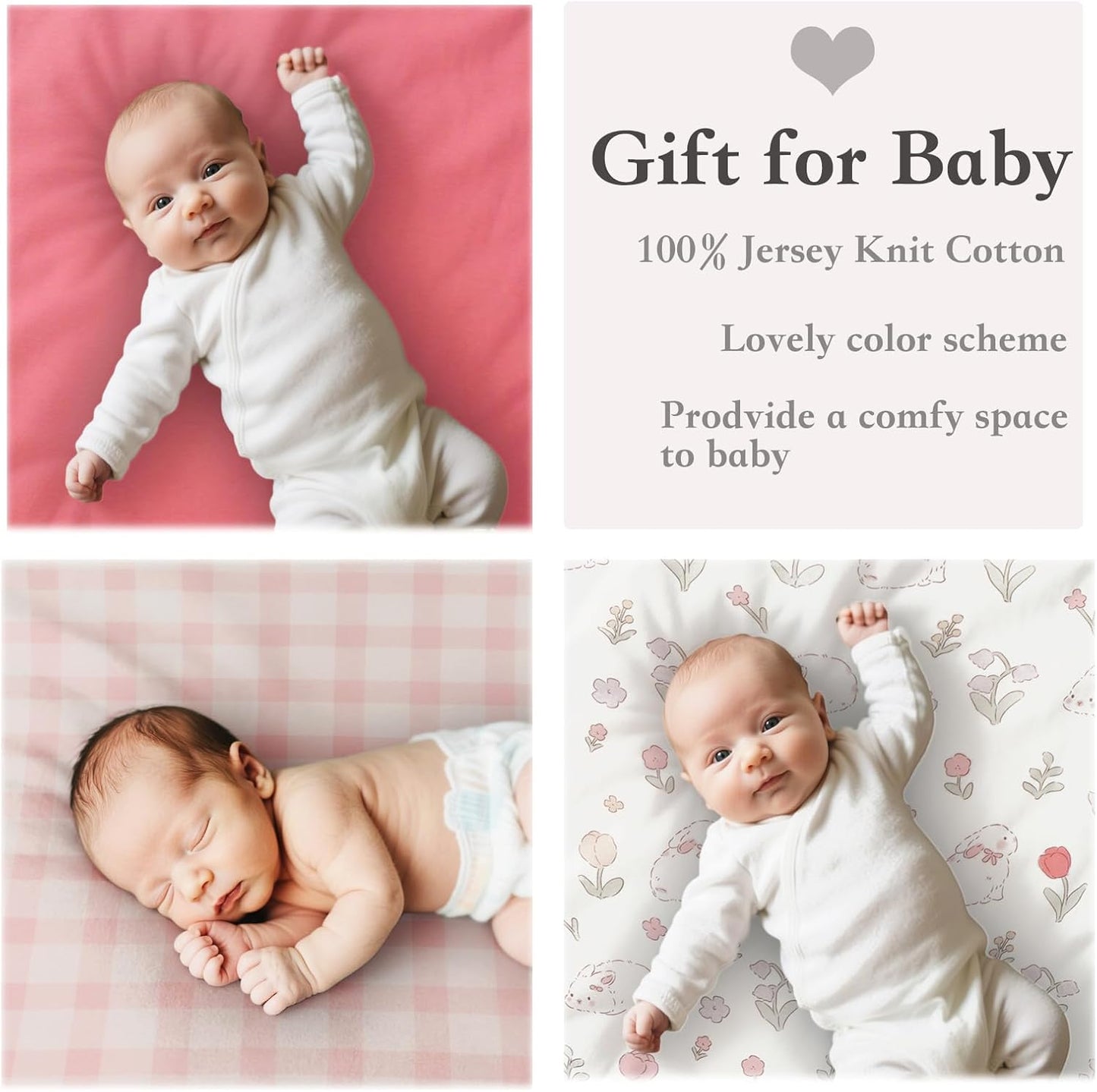 100% Jersey Cotton Bassinet Sheets 20"x33" Fits Baby Delight, Fodoss, Dream On Me Skylar and Most Rectangle Bedside Sleeper, Super Soft Breathable Fitted Sheets, 3 Pack, Pink