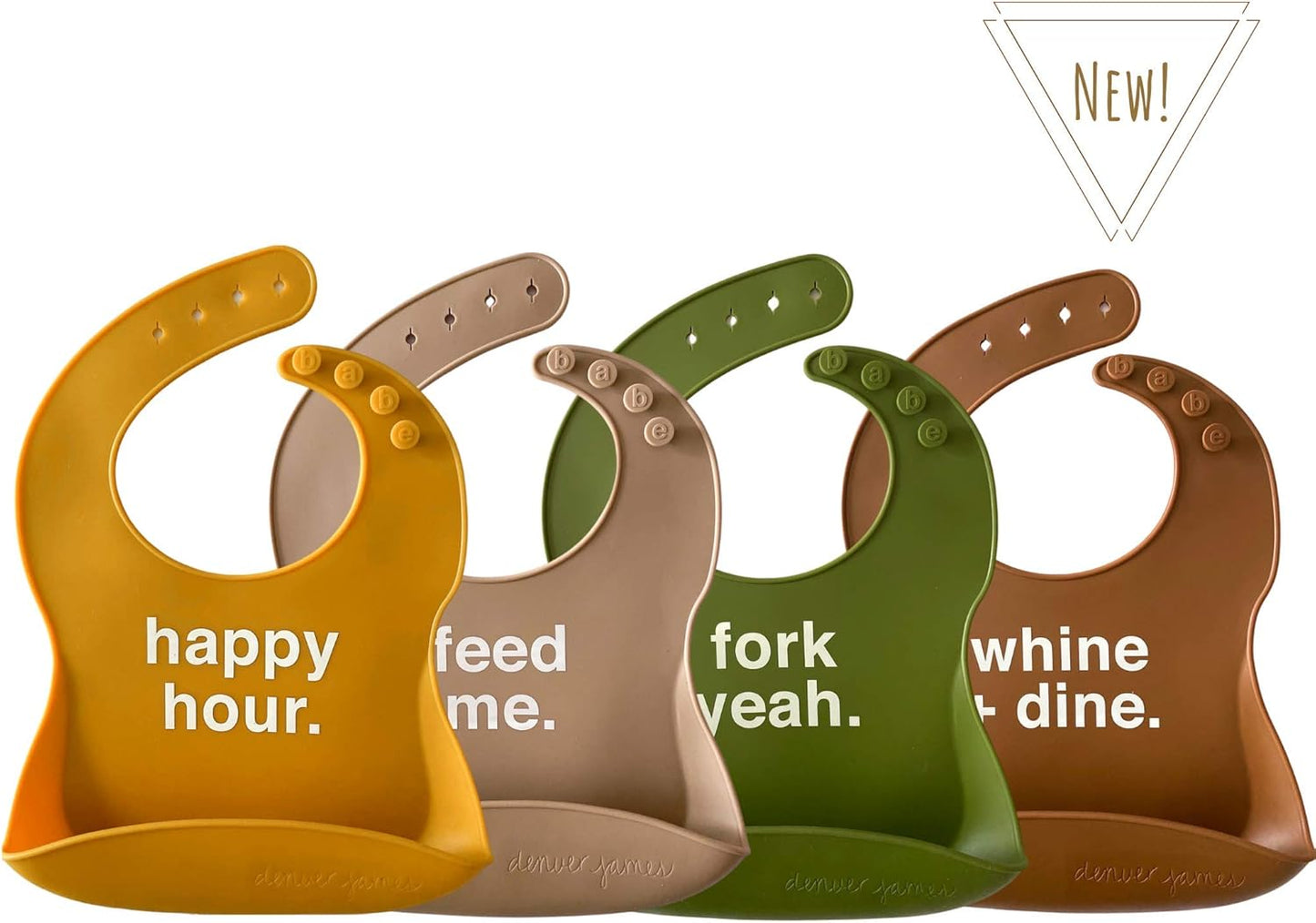 Denver James Silicone Feeding Bibs | Dishwasher Safe. Waterproof. Adjustable.