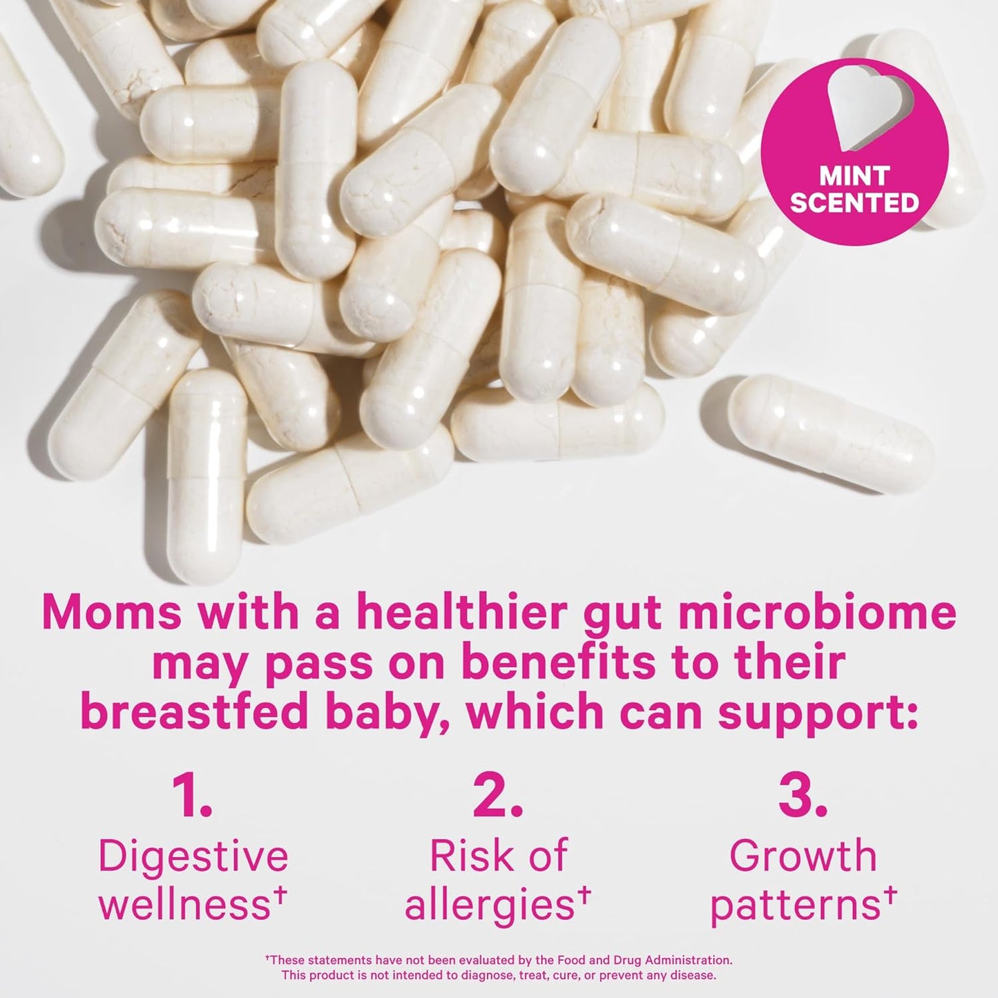 Pink Stork Lactation Probiotic - 30 Billion CFUs Multi Strain Postnatal Probiotics for Breastfeeding Women - Support Breast Milk & Gut Health, Postpartum Essentials, Mint Essence, 30 Capsules