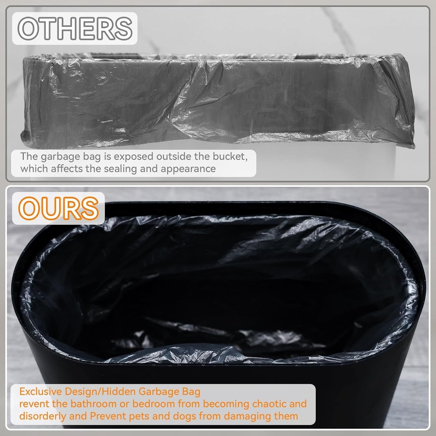 Yieach 12L Black Slim Bathroom Trash Can With Lid 3.17 Gallon,Skinny Small Kitchen Garbage Can and Pet/Dog Proof Trashcans for Office,RV,Bedroom and Dorm,Plastic Covered Trash Can and Wastebasket,1PCS
