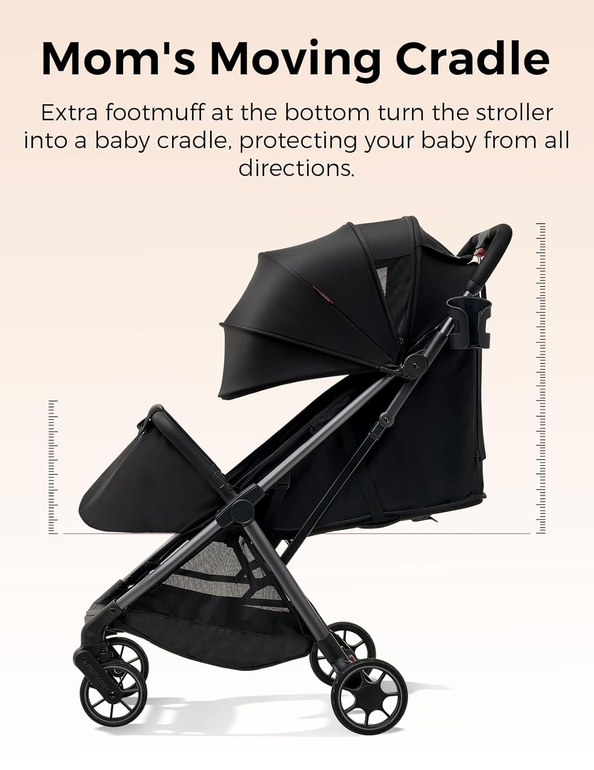 Momcozy ClickGo Lightweight Stroller, Compact Travel Stroller for Airplane with One-Click Fold, Baby Strollers and Toddler Stroller with Large Canopy for Kids from 0 Months, Extendable UPF50+ Canopy