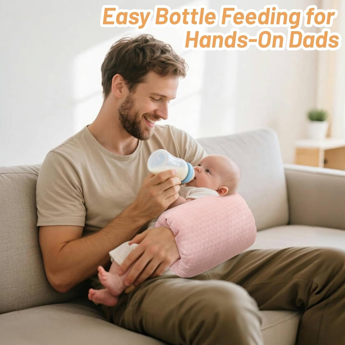 KAKIBLIN Baby Feeding Arm Pillow,Baby Nursing Arm Breastfeeding Pillows Support for Newborn Mom and Babies,Portable and Washable,Ergonomic Nursing Essentials, Travel Pillows for Newborn (Pink)