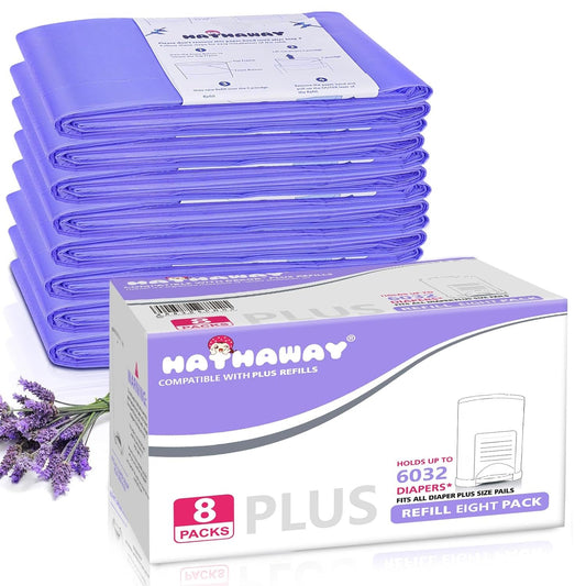 Refills Compatible with Plus Diaper Pail Refills 8 Pack Diaper Pail Liners with Lavender Scent