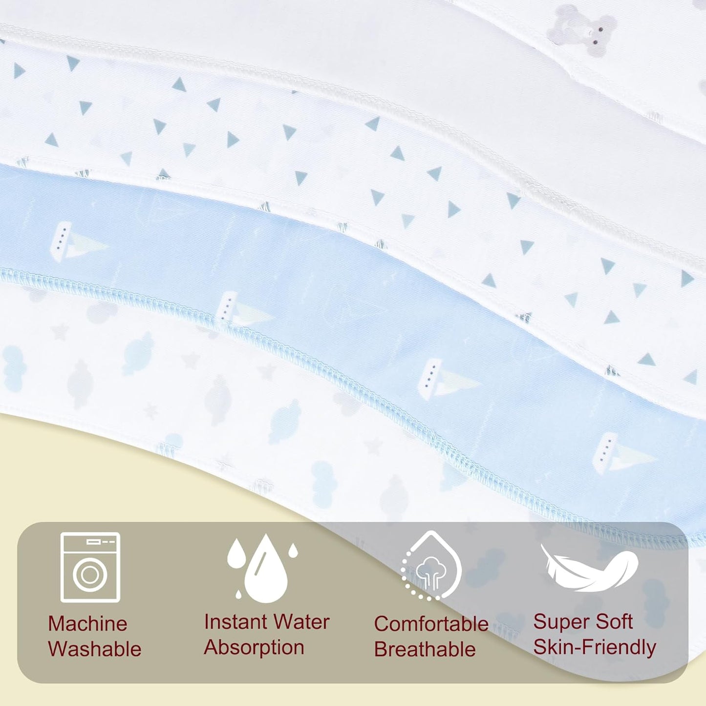 2-in-1 Burp Cloths and Baby Bibs - 6 Pack Large Super Absorbent Soft Cotton Burping Cloths for Spit Up, 3 Layers Thick Baby Burp Rags for Girls & Boys