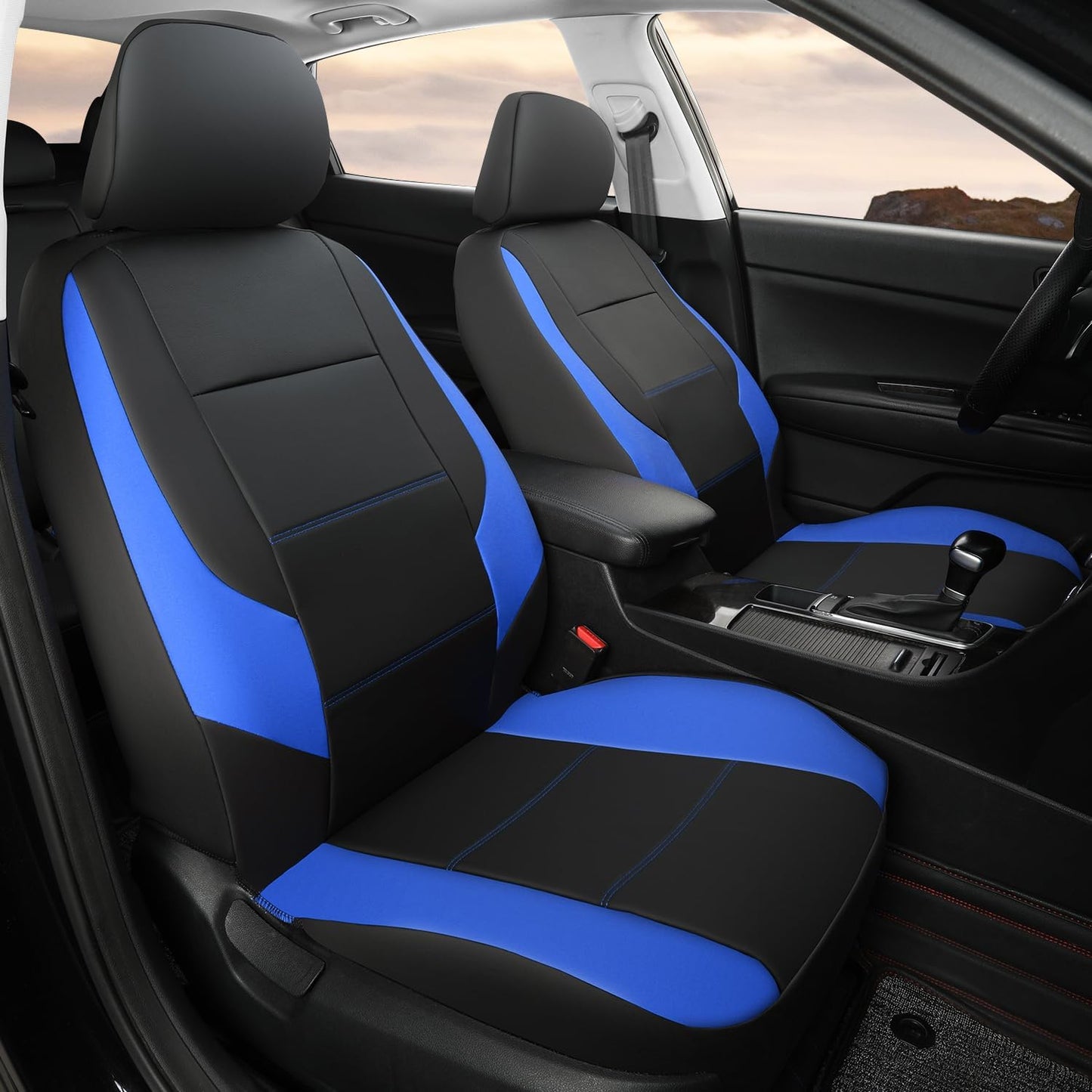 GIANT PANDA Front Car Seat Cover for Kia, Leather Bucket Seat Protectors Waterproof, Custom Fit Kia Sorento Sportage Forte Telluride K5 Seltos Soul Optima Carnival (2-Pack Blue)