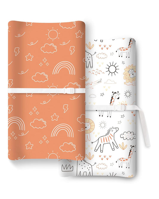 Baby Changing Pad Cover for Girls Boys, Baby Diaper Change Table Pad Covers, Fits Standard Changing Tables, 2 Pack