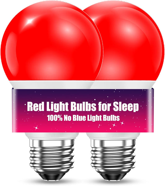 TJOY Red Light Bulbs for Sleep Dimmable, 642nm Red Led Bulb for Melatonin Promoting, 100% Blue Light Blocking, A19 60W Equivalent, 9W E26 Dim Night Light for Bedroom Baby Nursery, 2 Pack