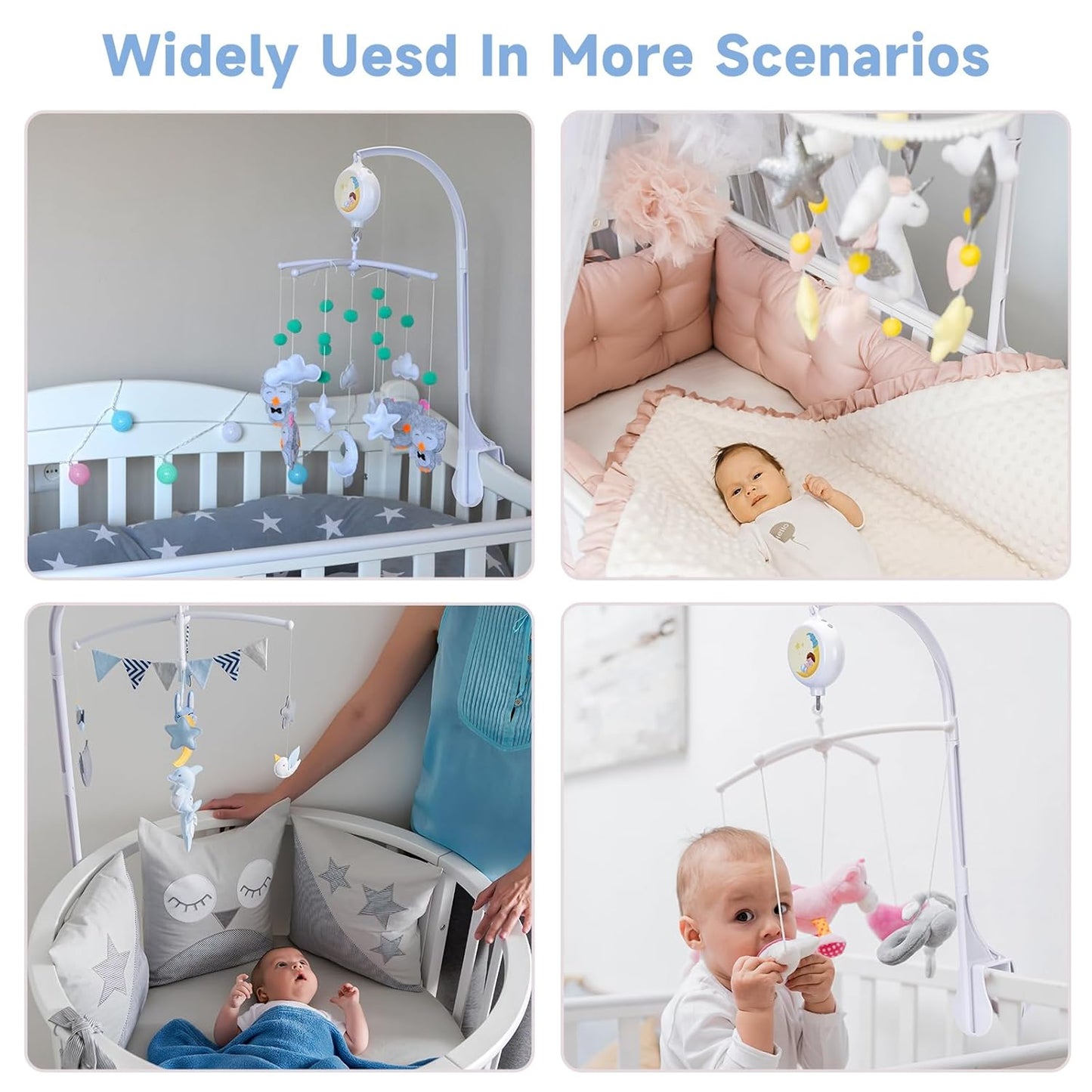 24 inch Crib Mobile Bed Bell Frame arm Bracket, Double nut Screw Fixing Frame -DIY Toy Decoration Bracket(Wind Chime-1)